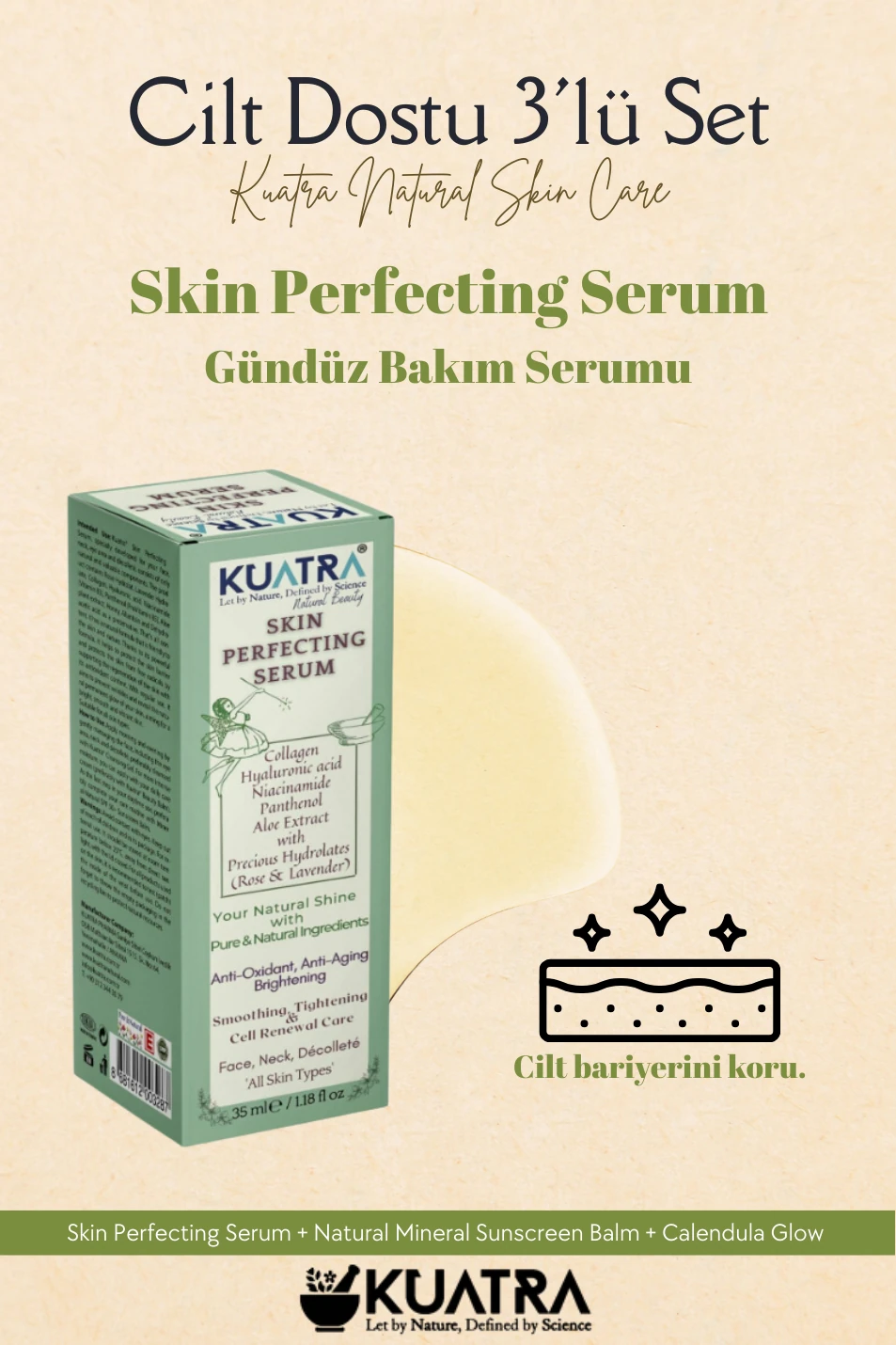 Kuatra Gündüz 3'lü set+ doğal makyaj balmları, güzelliğiniz taçlansın!