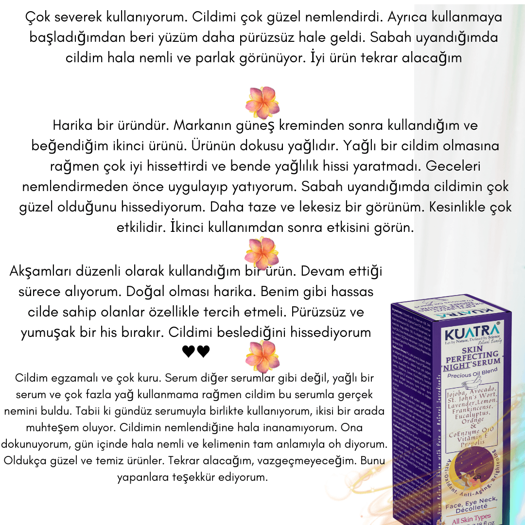 Kuatra Skin Perfecting  'Night' Serum (cildi onarmaya ve cildi kusursuzlaştırmaya yardımcı gece serumu)