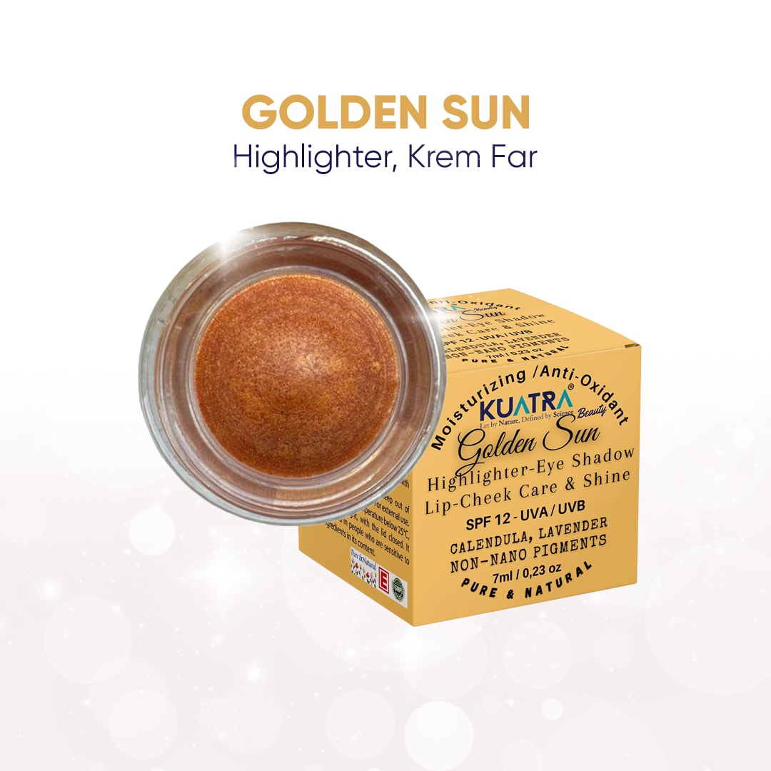 Kuatra Golden Sun Doğal İçerikli Nemlendirici Antioksidan Işıltı Veren Balm (Highlighter - Göz Farı- Aydınlatıcı) 7ml