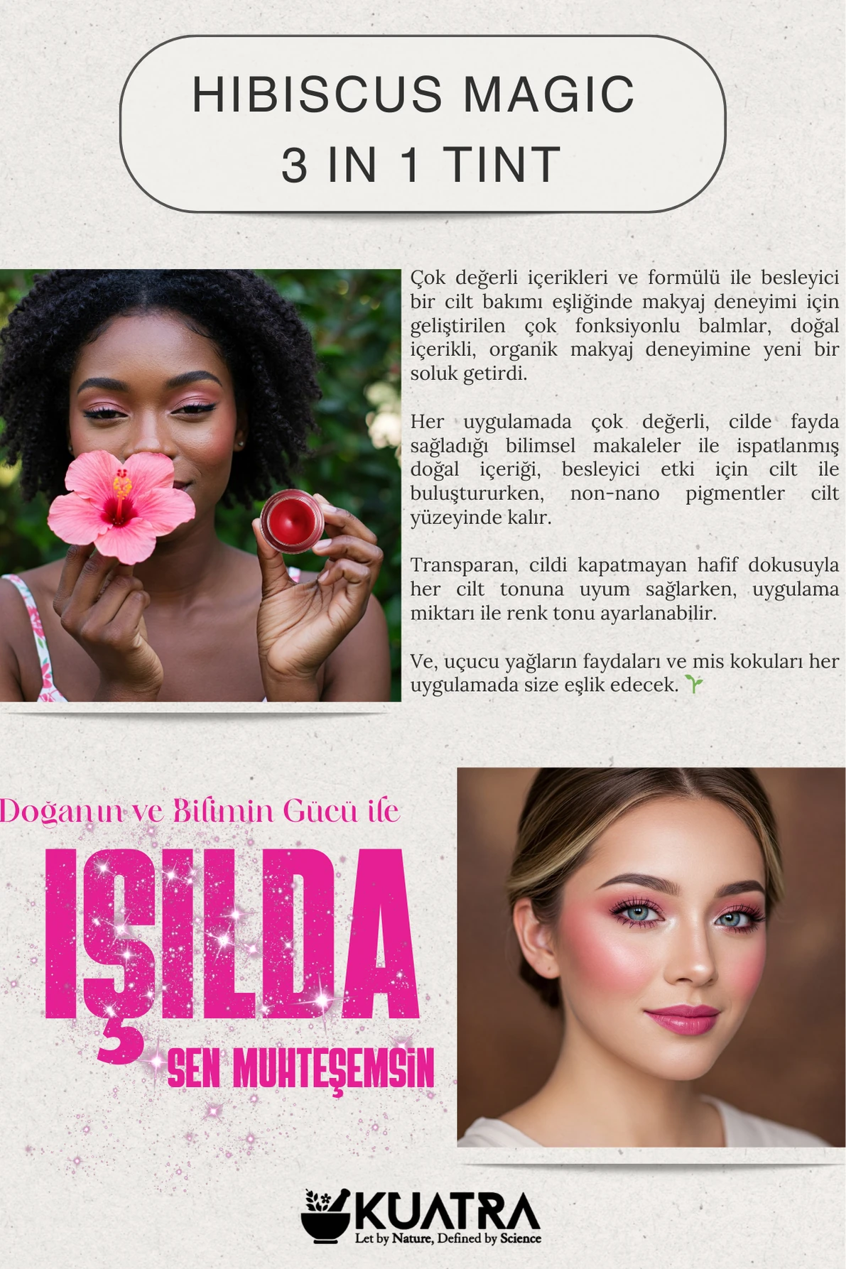 Hibiscus Magic Multi-Purpose Blush, Lipstick, Eye Shadow with Natural Ingredients (Very Valuable Nourishing Skin Care Along with Make-up)