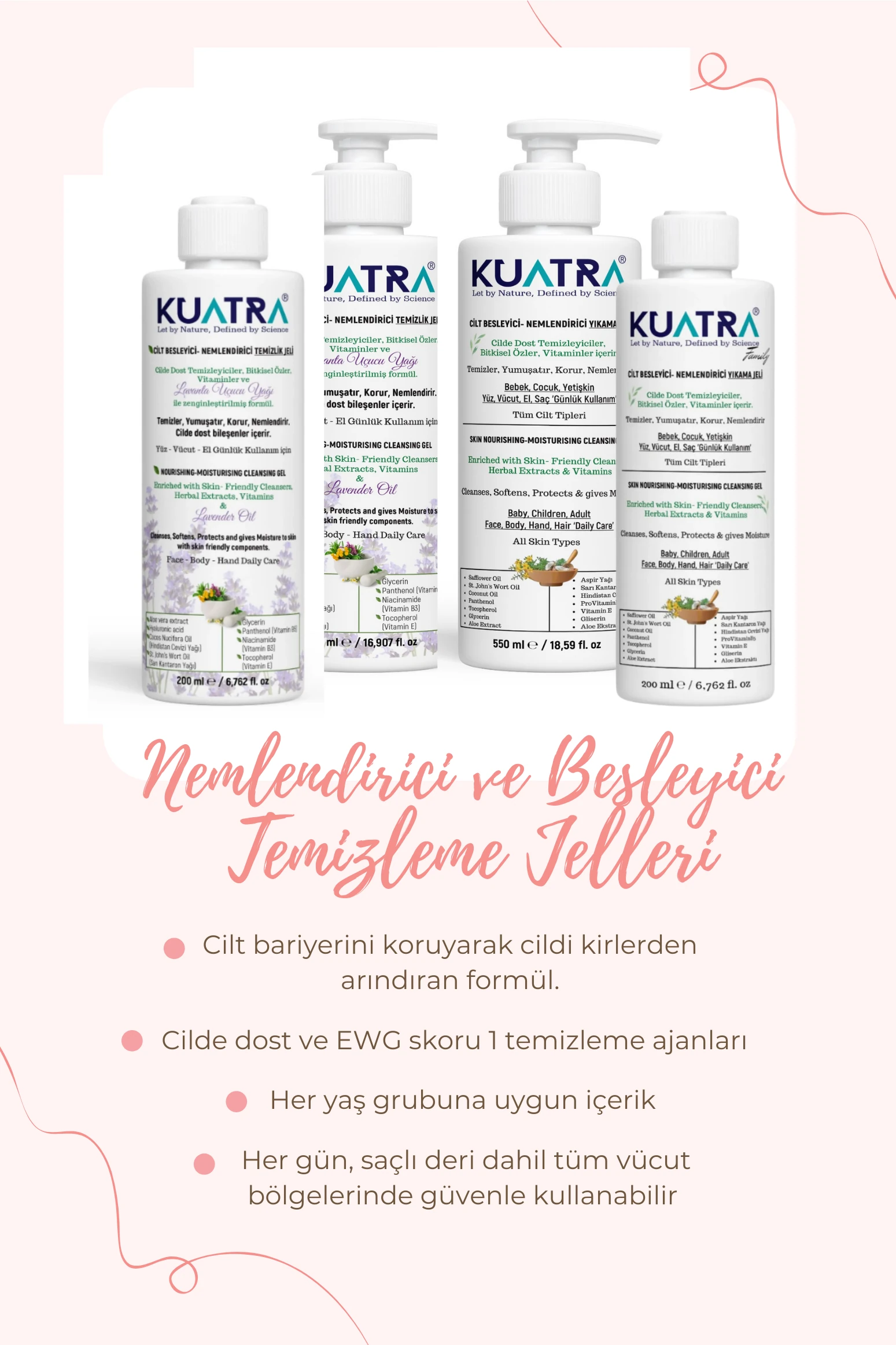Kuatra Nemlendirici Besleyici Temizlik Jeli 200ml (Kokusuz)