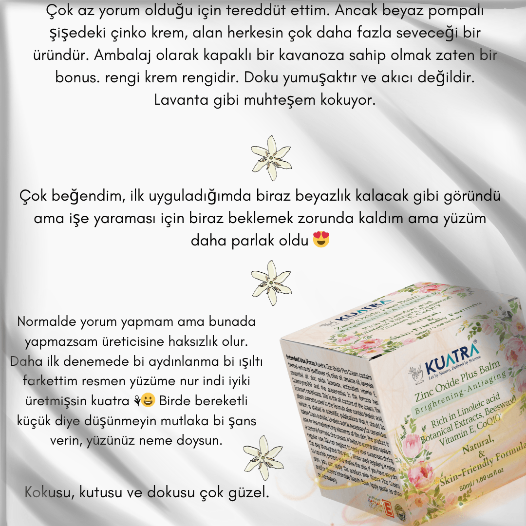 Kuatra Zinc Oxide Plus Balm (Anti-Blemish, Revitalizing Moisturizing Daily Care - Natural Ingredient)