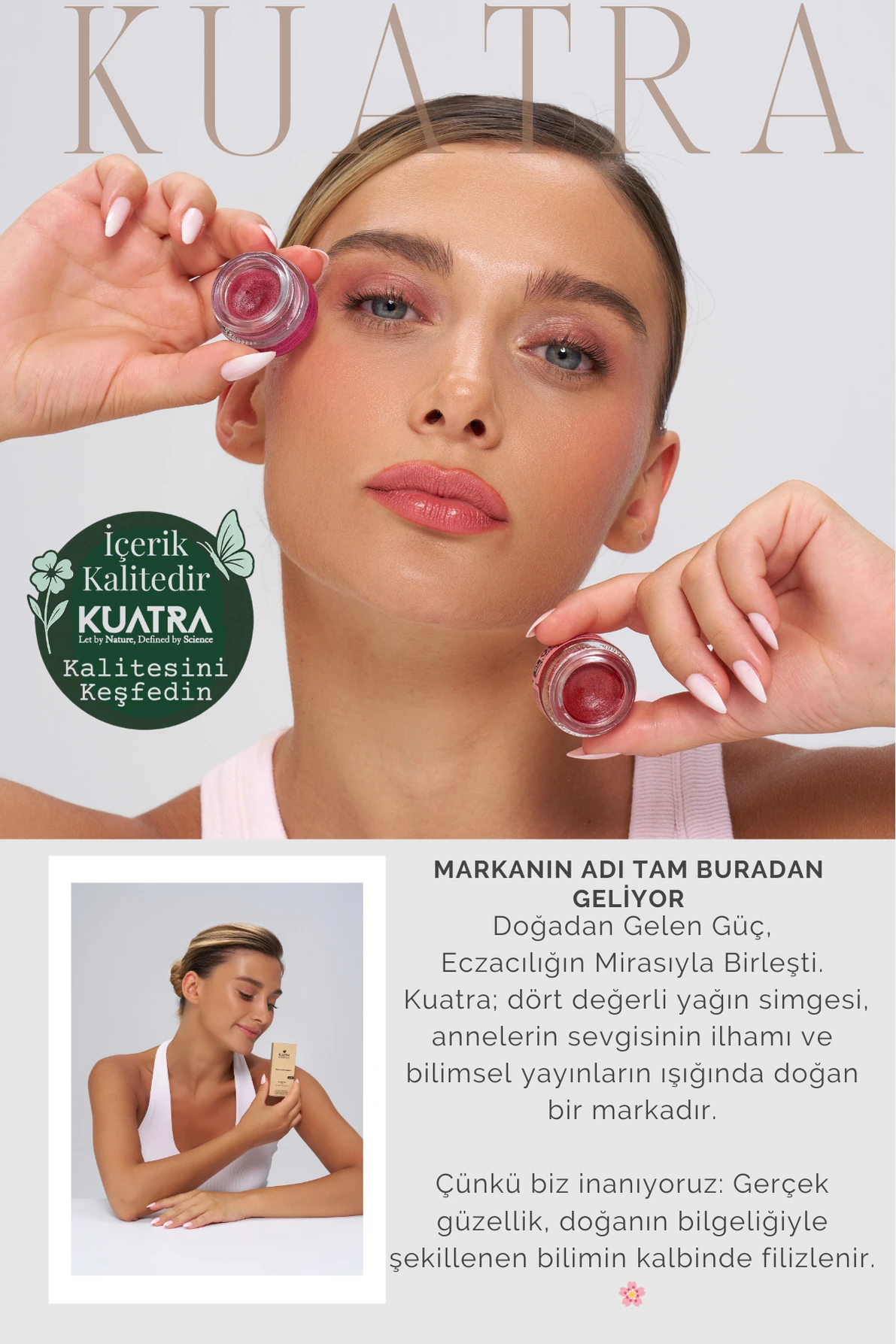 Kuatra Calendula Glow Natural Ingredient Moisturizer - Antioxidant Shine Balm (Highlighter-Eyeshadow-Blush-Lipstick) 7ml