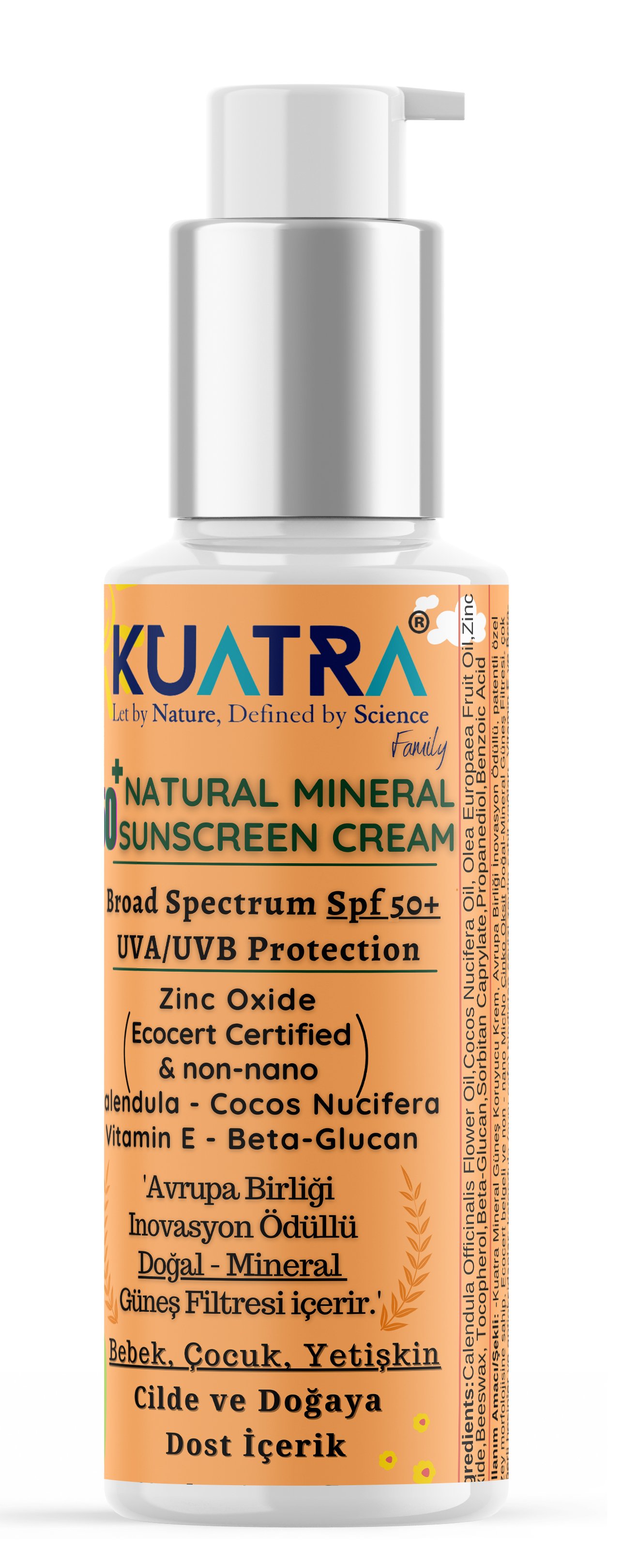 Kuatra SPF 50+ Doğal - Mineral - Nemlendirici Güneş Koruyucu Krem (Bebek-Çocuk-Yetişkin) 80ml