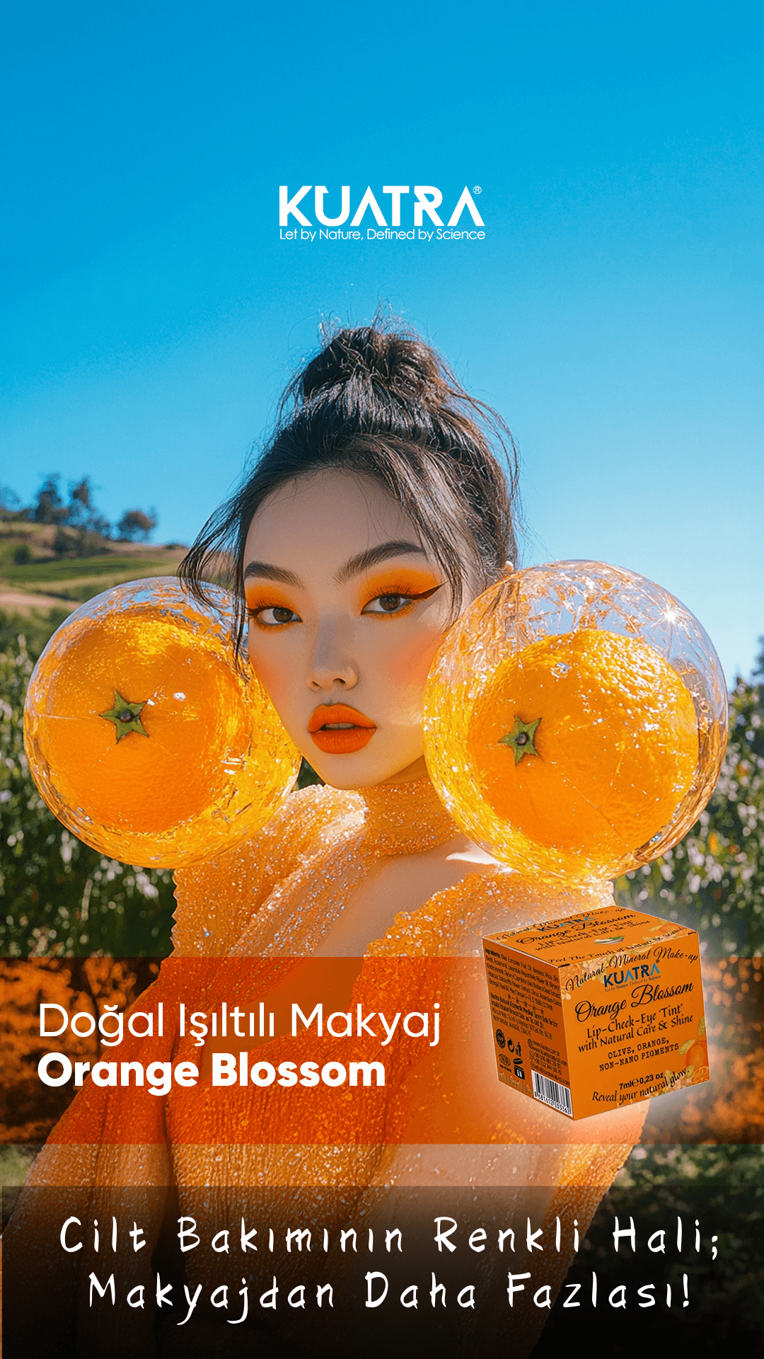Orange Blossom Lip-Cheek-Eye ‘Tint’ Doğal İçerikli Çok Amaçlı Allık, Ruj, Göz Farı (Makyaj Beraberinde Çok Değerli Besleyici Cilt Bakımı)