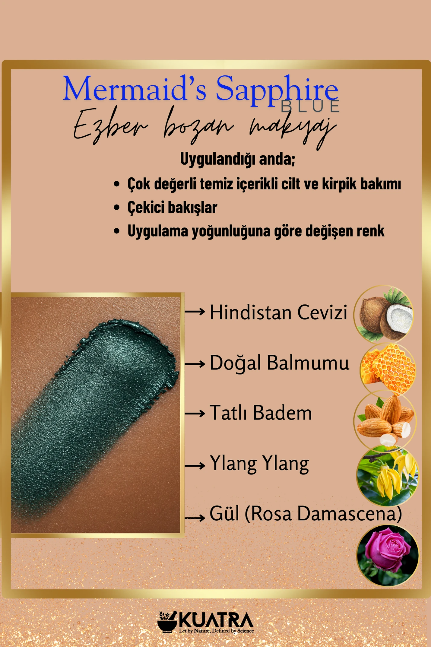 Mermaid’s Sapphire Krem Far, Eyeliner Doğal İçerikli, (Makyaj Beraberinde Çok Değerli Besleyici Cilt Bakımı)