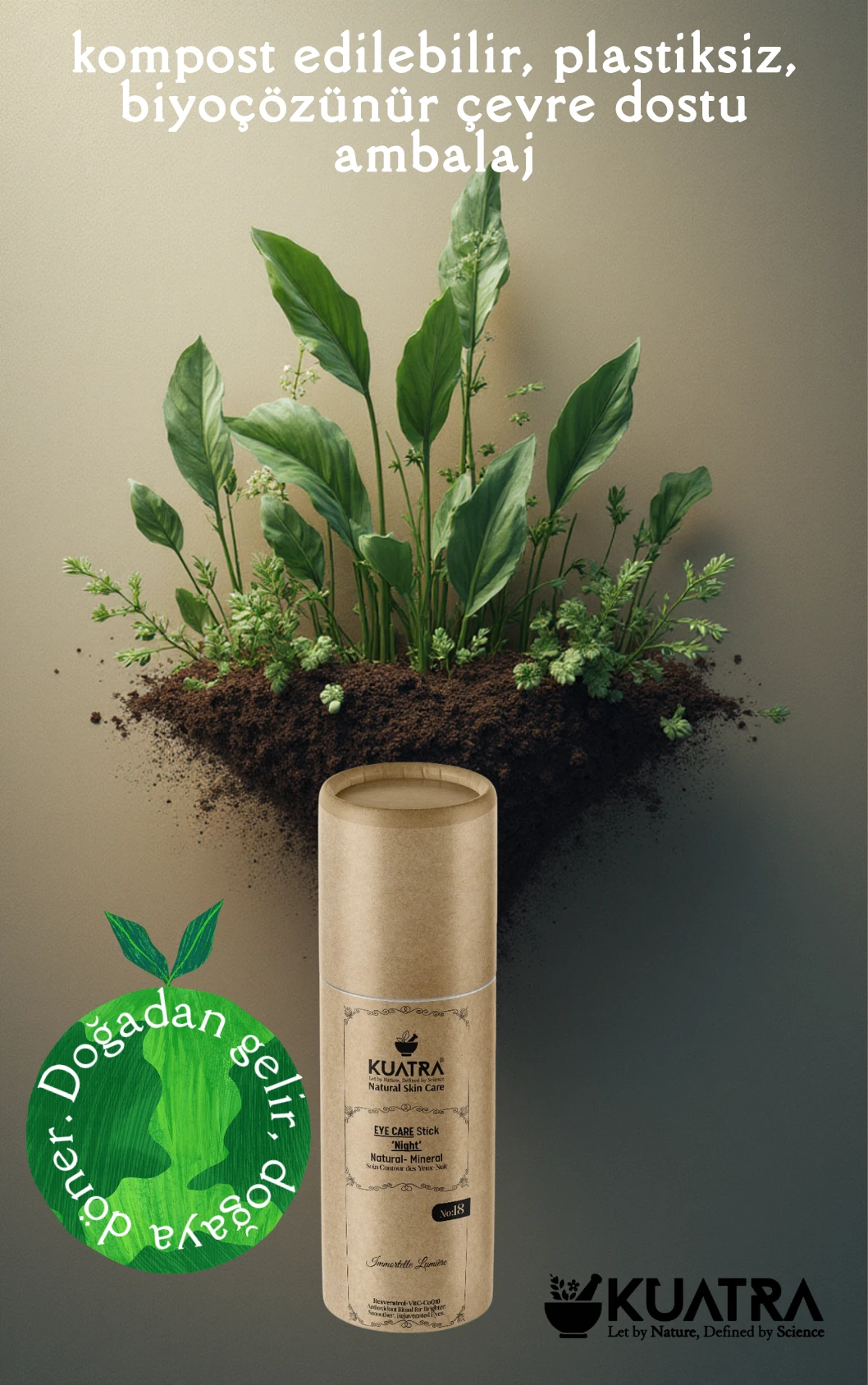 KUATRA Immortelle Lumière Göz Çevresi Stick – Gece Bakımı | Canlanmış Göz Çevresi Antioksidan Etki (Resveratrol + VitC + CoQ10)