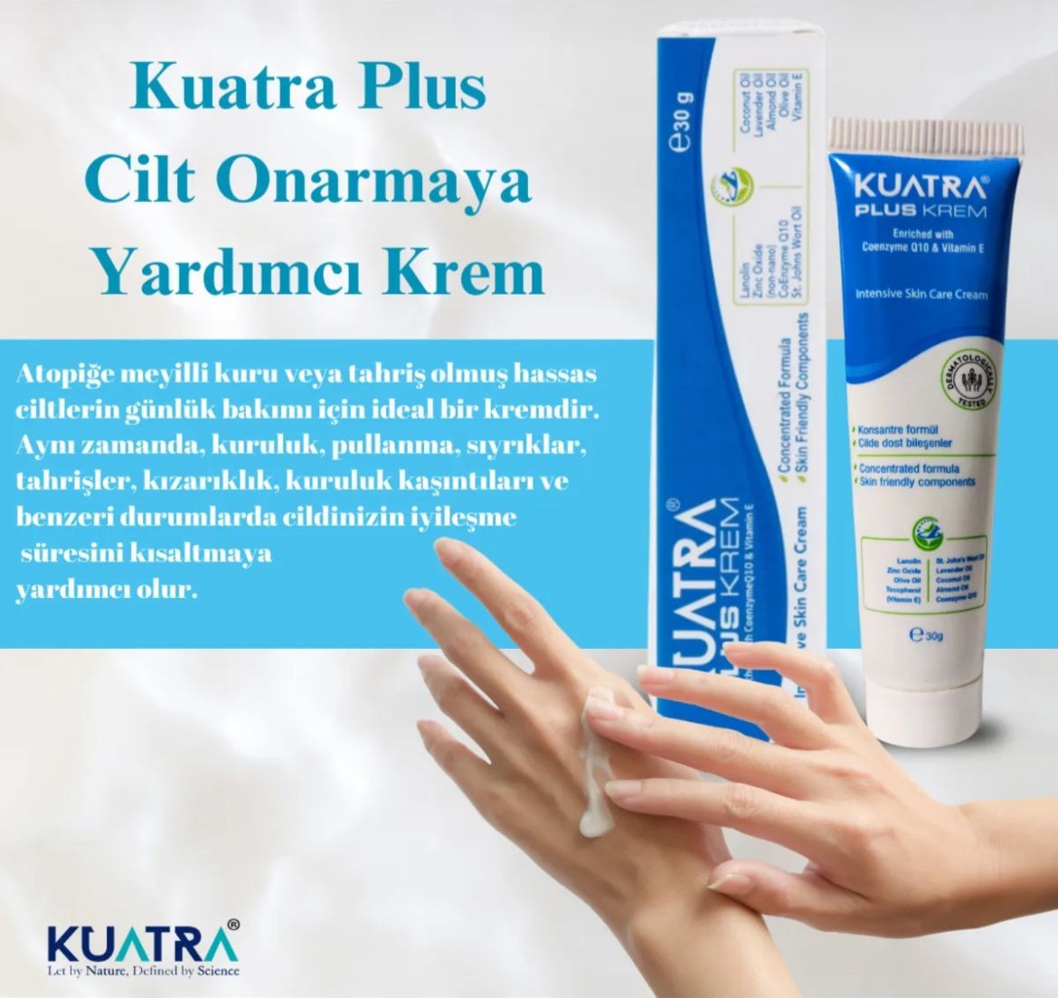 Kuatra Plus Cilt Onarmaya Yardımcı Krem 30 ml