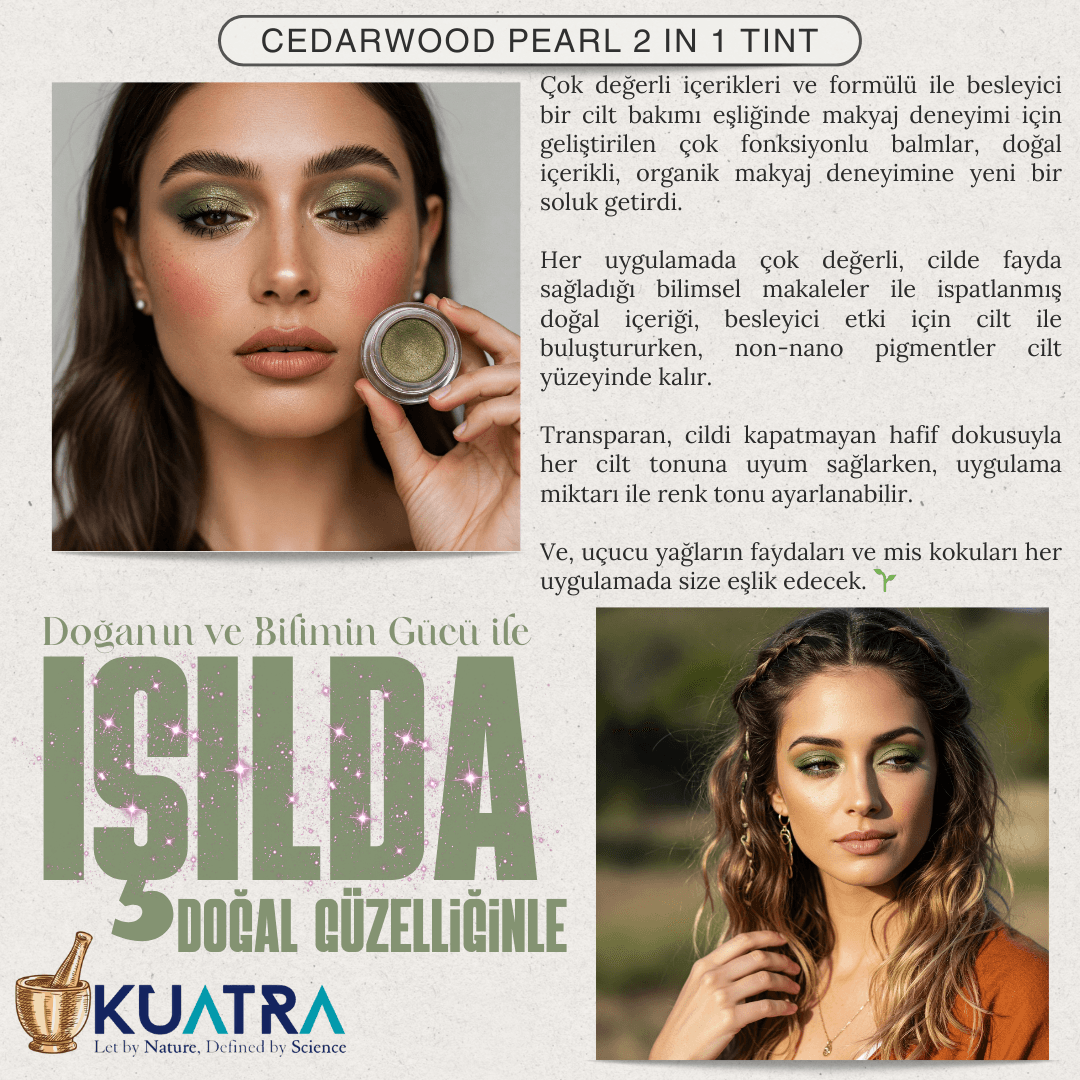 Cedarwood Pearl Krem Far, Eyeliner Doğal İçerikli, (Makyaj Beraberinde Çok Değerli Besleyici Cilt Bakımı)