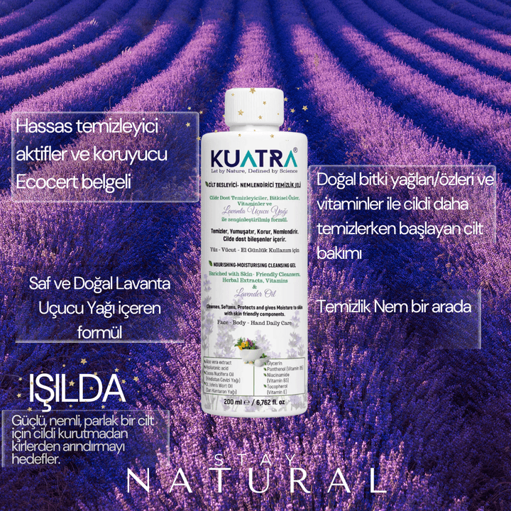 Kuatra Moisturizing Nourishing Cleansing Gel (containing Medical Lavender (Lavandula Angustifolia) essential oil) 200ml