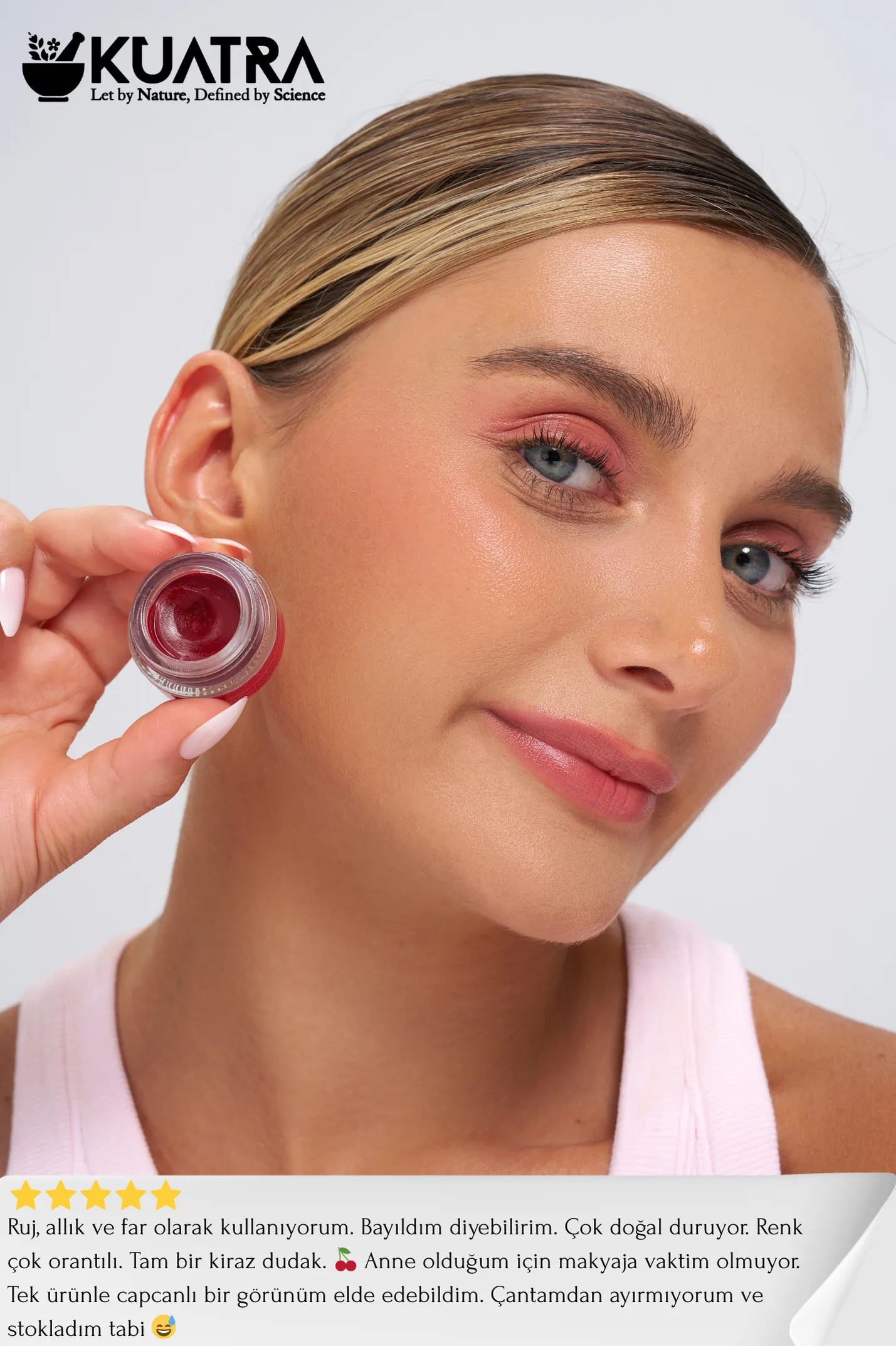 Kuatra Red Marigold Natural Ingredient Moisturizer - Antioxidant Shine Balm (Lipstick - Blush - Eye Shadow) 7ml