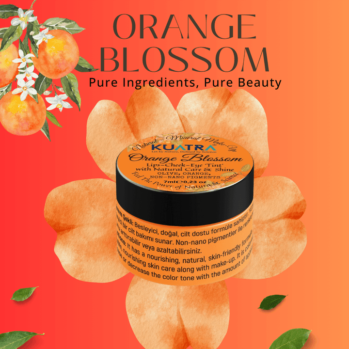 Orange Blossom Lip-Cheek-Eye ‘Tint’ Doğal İçerikli Çok Amaçlı Allık, Ruj, Göz Farı (Makyaj Beraberinde Çok Değerli Besleyici Cilt Bakımı)