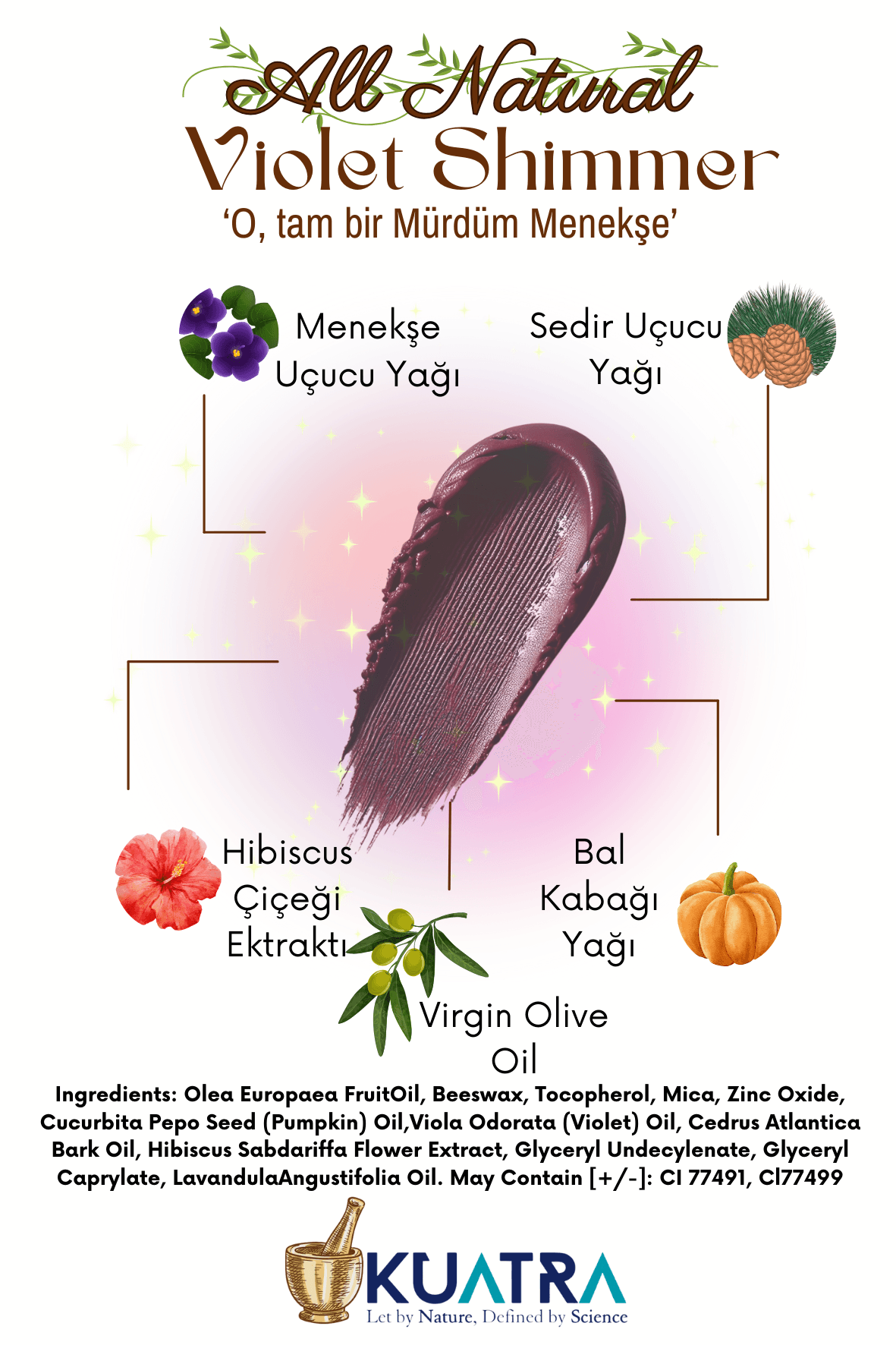 Violet Shimmer Lip-Cheek-Eye ‘Tint’ Doğal İçerikli Allık, Ruj, Göz Farı (Makyaj ve Cilt Bakımı)