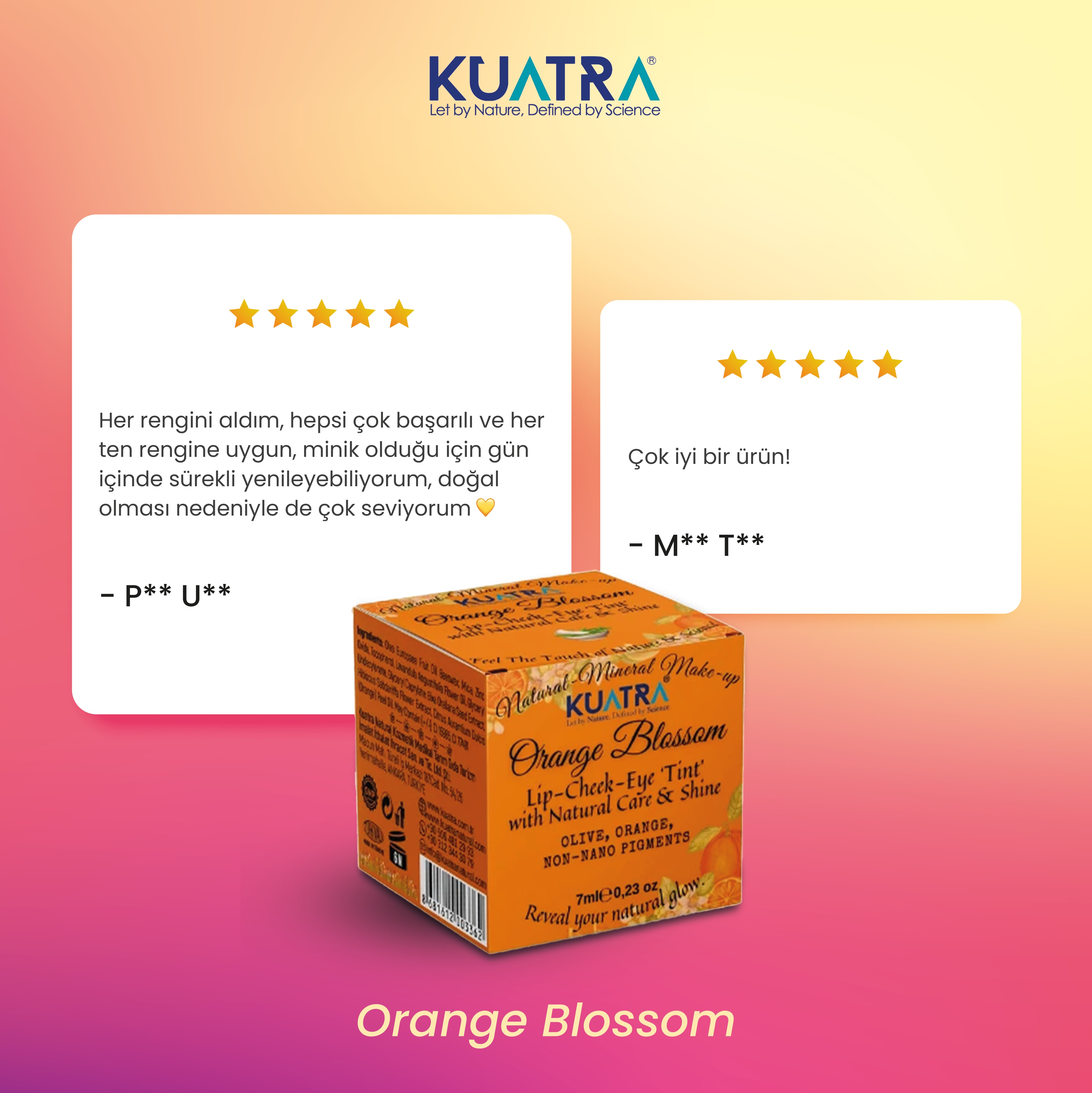 Orange Blossom Lip-Cheek-Eye ‘Tint’ Doğal İçerikli Çok Amaçlı Allık, Ruj, Göz Farı (Makyaj Beraberinde Çok Değerli Besleyici Cilt Bakımı)