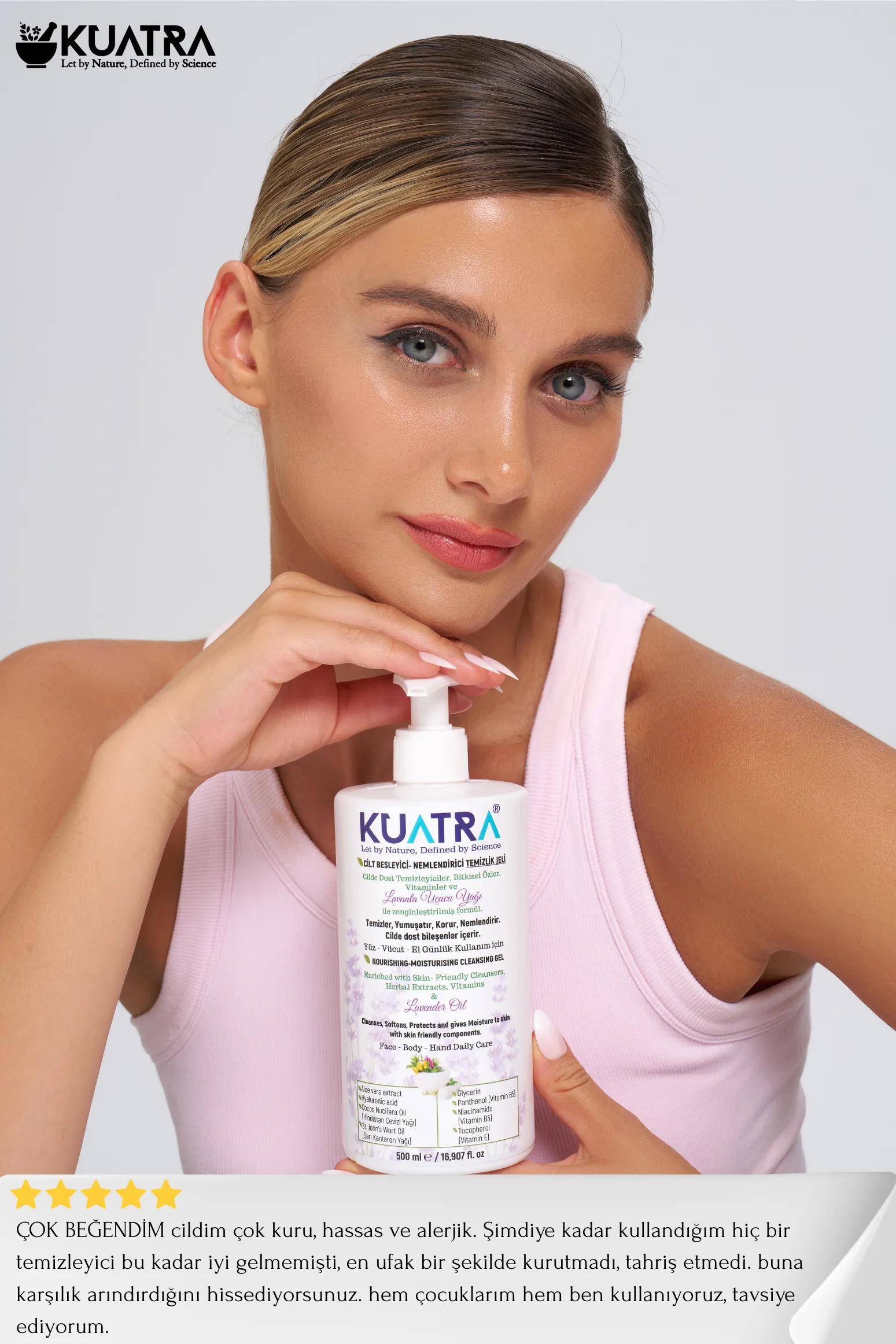 Kuatra Nemlendirici Besleyici Temizlik Jeli (Tıbbi Lavanta (Lavandula Angustifolia) uçucu yağı içeren) 500ml