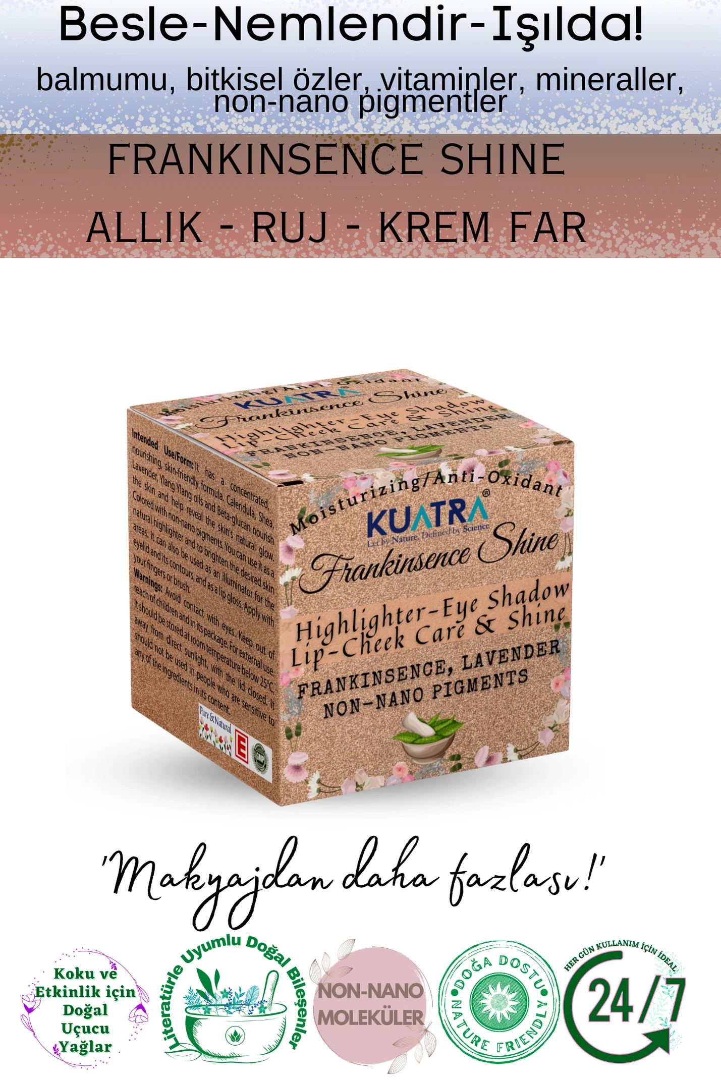 Frankinsence Shine Nemlendirici, Antioksidan, Işıltı Veren Allık-ruj- Göz Farı 'doğal İçerik'