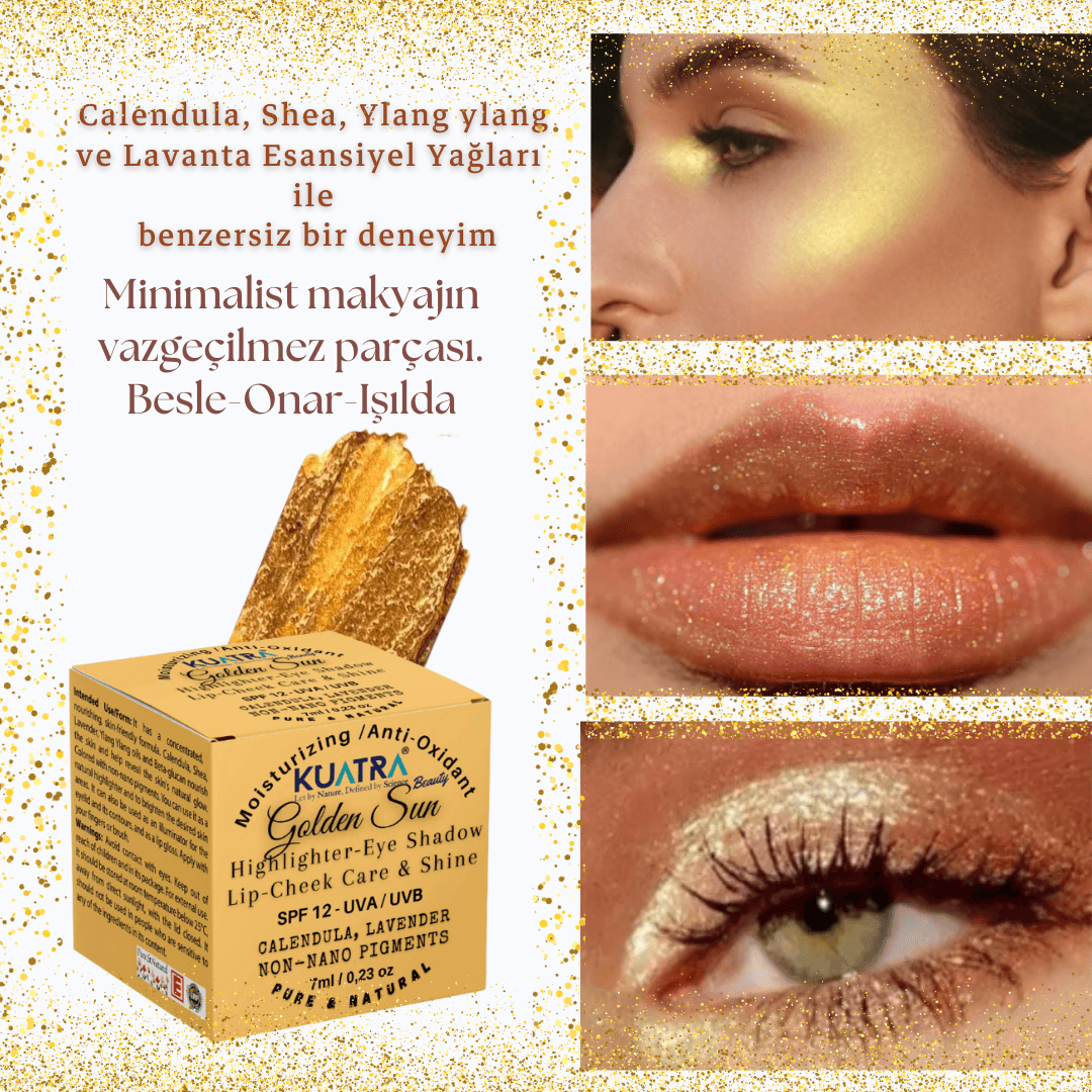 Kuatra Golden Sun Doğal İçerikli Nemlendirici Antioksidan Işıltı Veren Balm (Highlighter - Göz Farı- Aydınlatıcı) 7ml