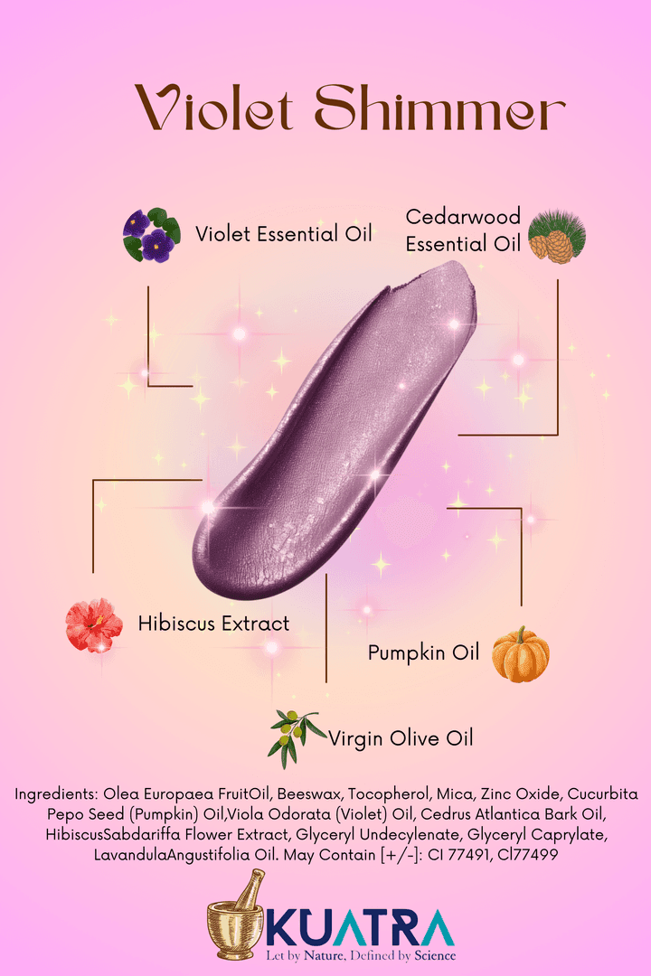 Violet Shimmer Lip-Cheek-Eye ‘Tint’ Doğal İçerikli Allık, Ruj, Göz Farı (Makyaj ve Cilt Bakımı)