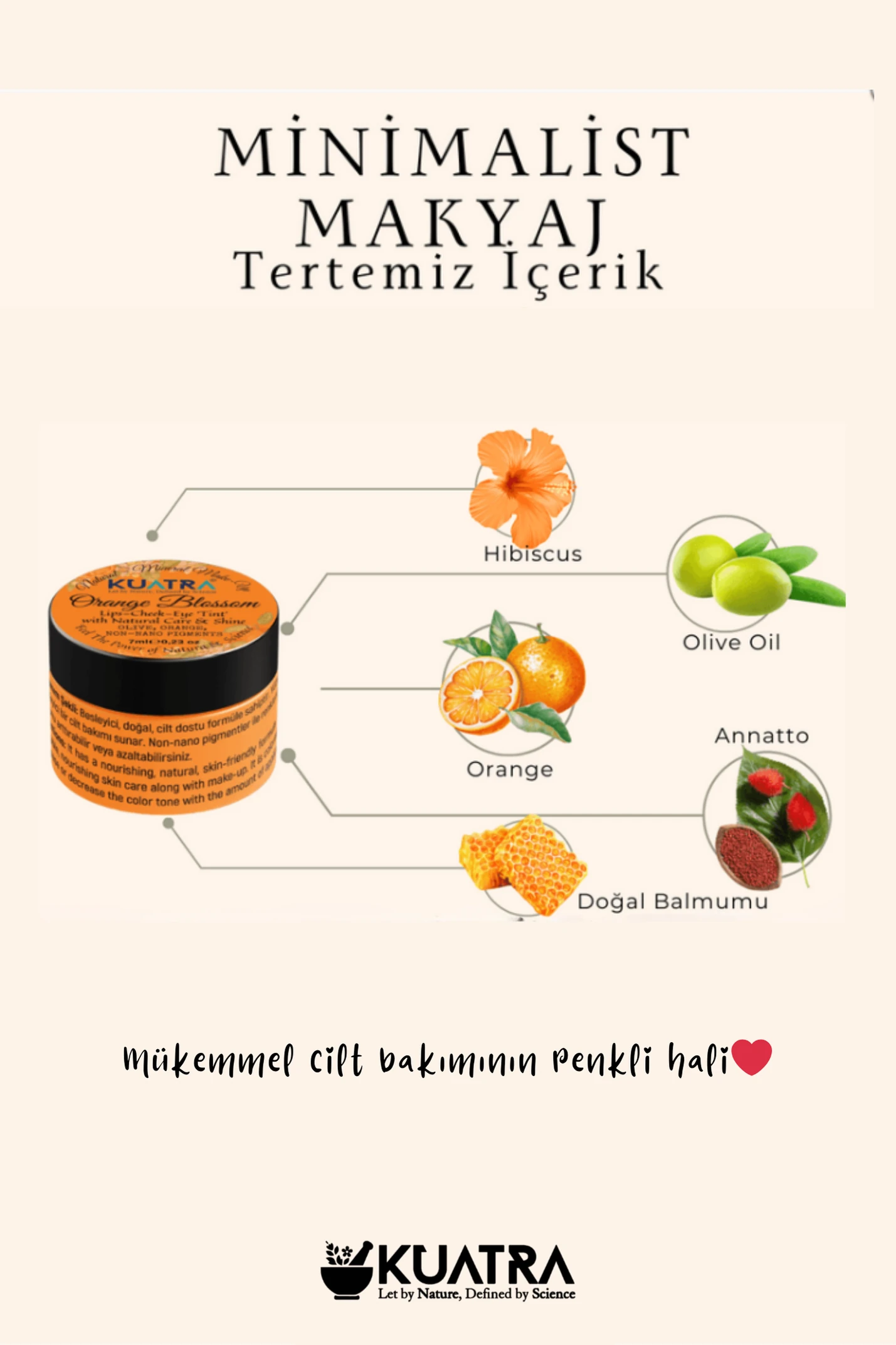 Orange Blossom Lip-Cheek-Eye 'Tint' Multi-Purpose Blush, Lipstick, Eye Shadow with Natural Ingredients (Very Valuable Nourishing Skin Care Along with Make-up)