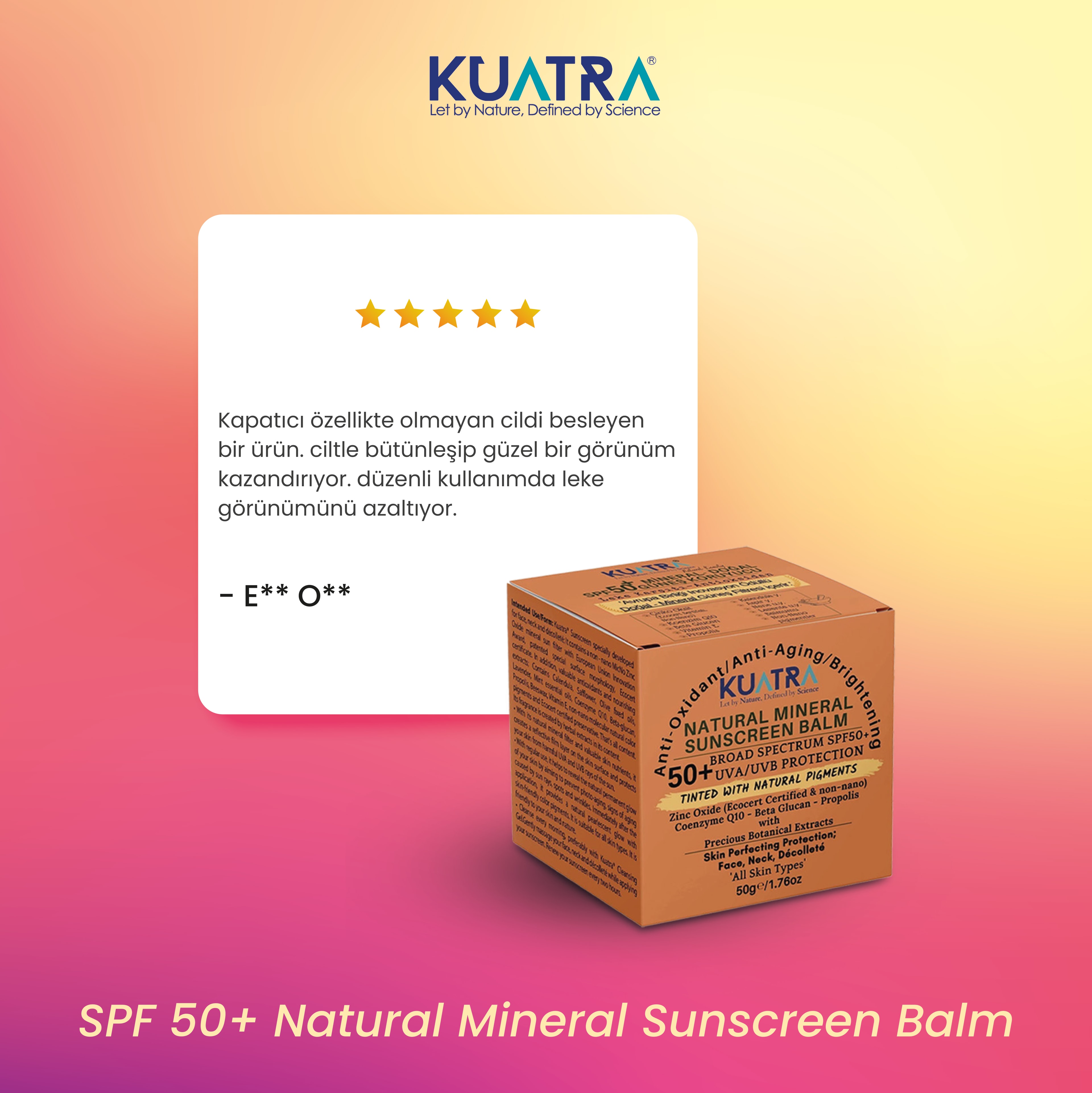Kuatra SPF 50+ Doğal-Mineral Güneş Koruyucu Renkli Balm 50ml