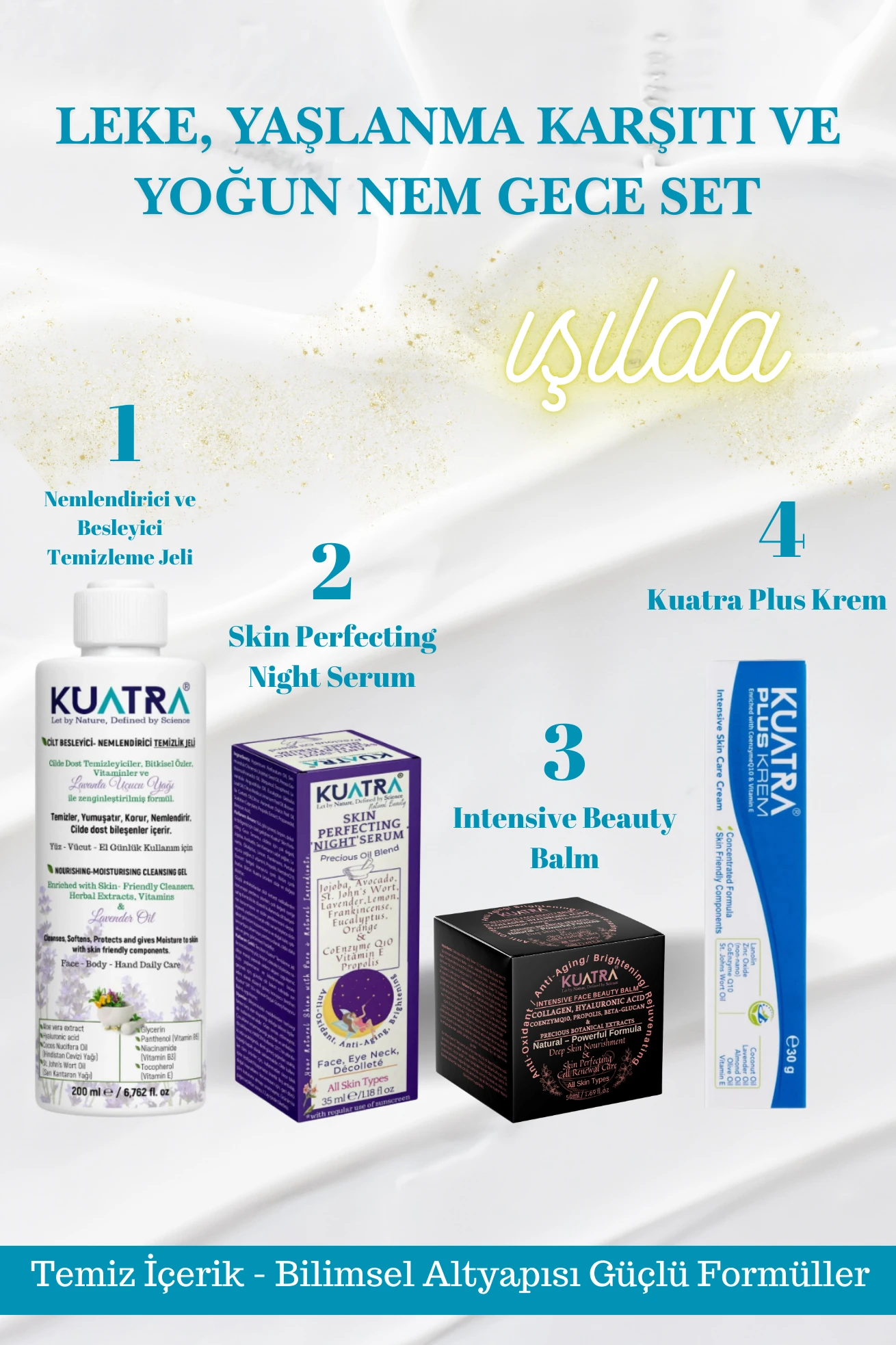 Leke, Yaşlanma Karşıtı ve Yoğun Nem Gece Set Doğal içerik, Onarıcı Bakım, Yoğun Nem