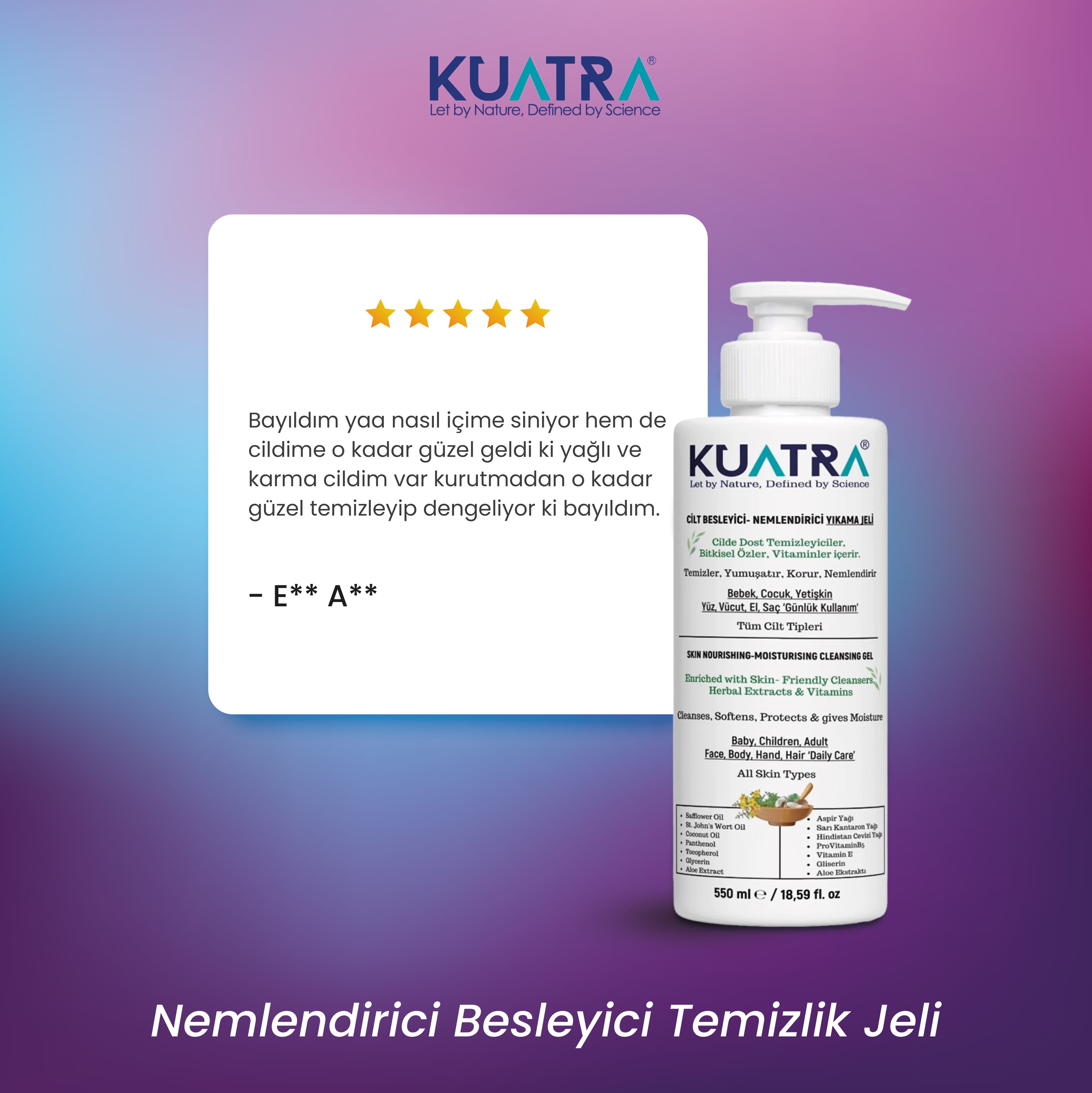 Kuatra Nemlendirici Besleyici Temizlik Jeli 550ml (kokusuz)