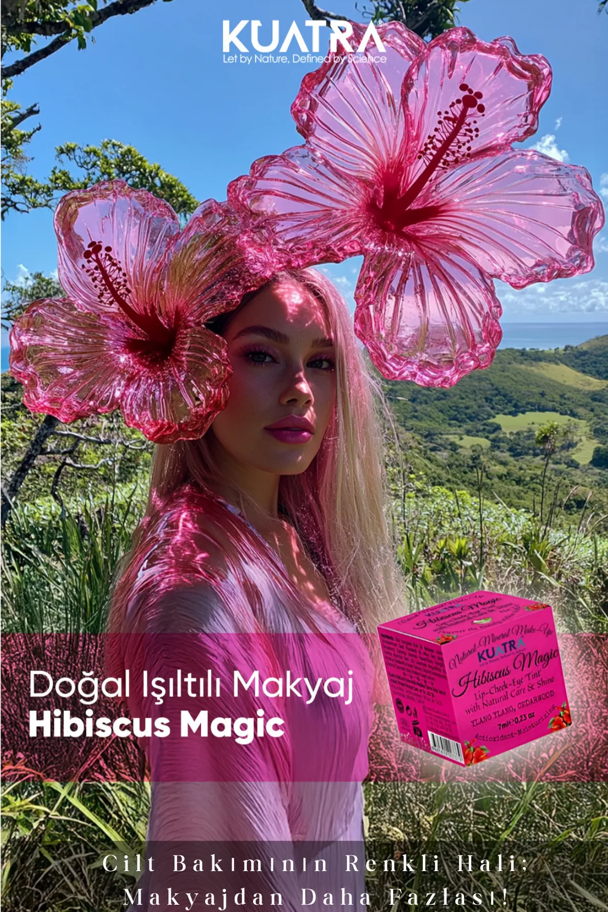Hibiscus Magic Multi-Purpose Blush, Lipstick, Eye Shadow with Natural Ingredients (Very Valuable Nourishing Skin Care Along with Make-up)