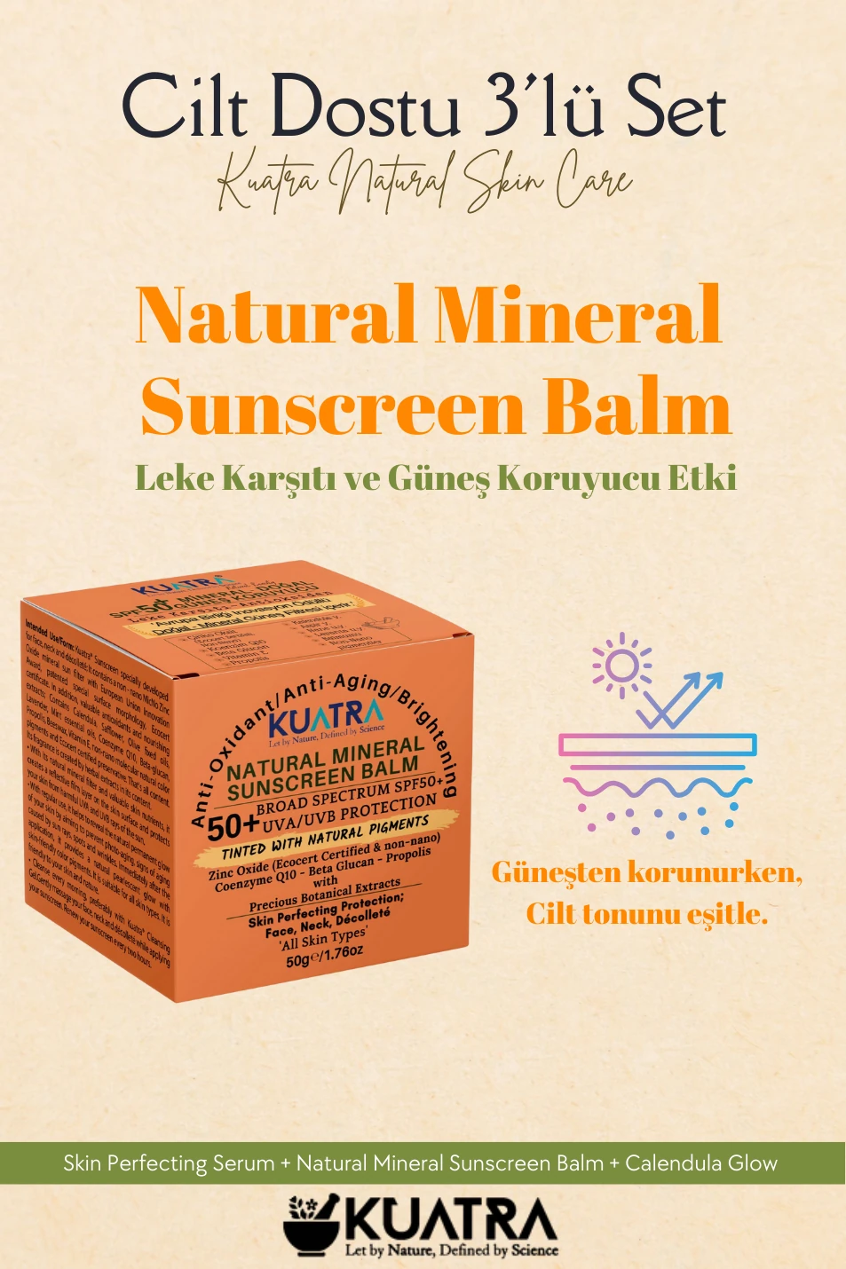 Kuatra Gündüz 3'lü set+ doğal makyaj balmları, güzelliğiniz taçlansın!