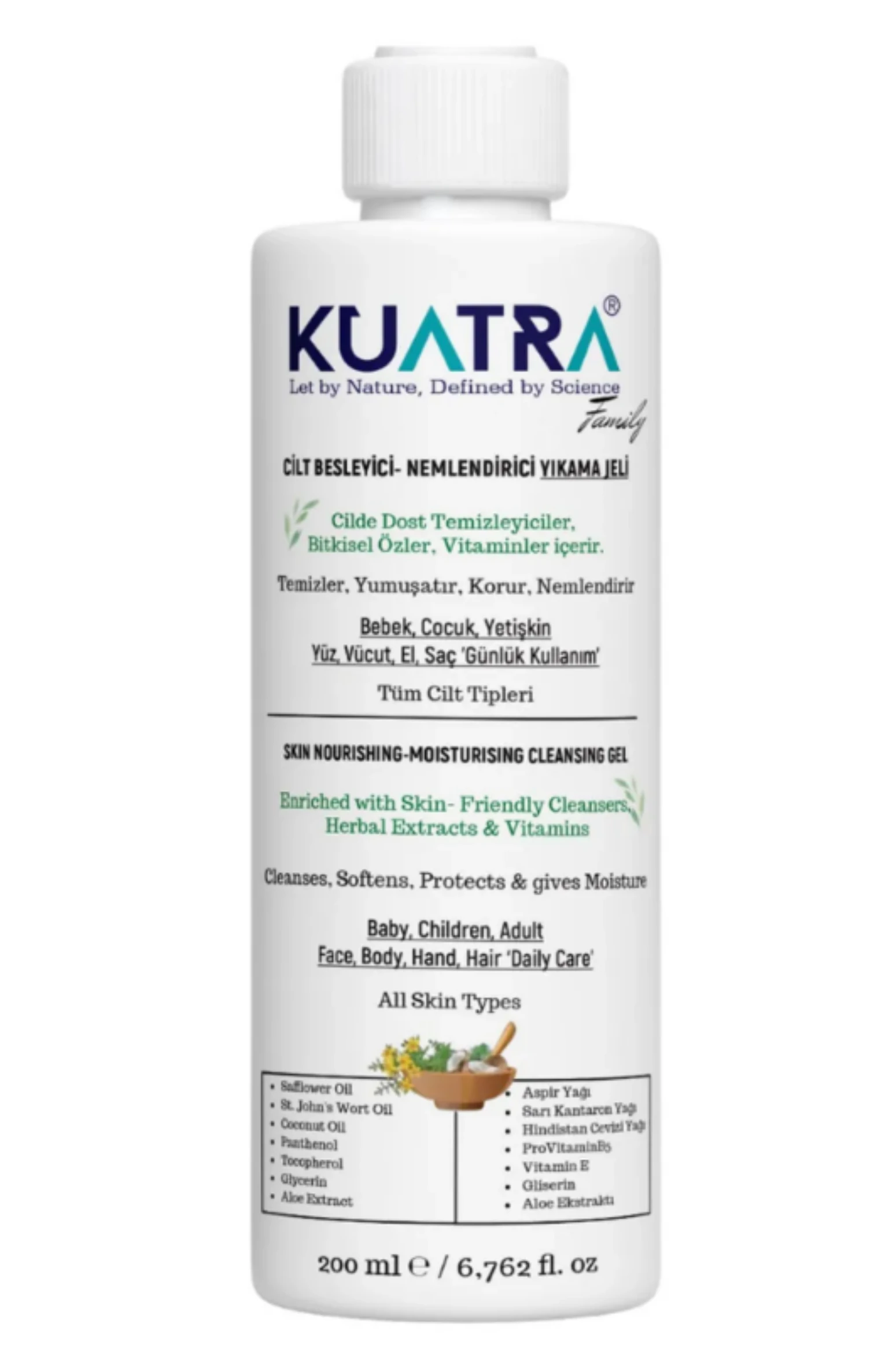 Kuatra Nemlendirici Besleyici Temizlik Jeli 200ml (Kokusuz)