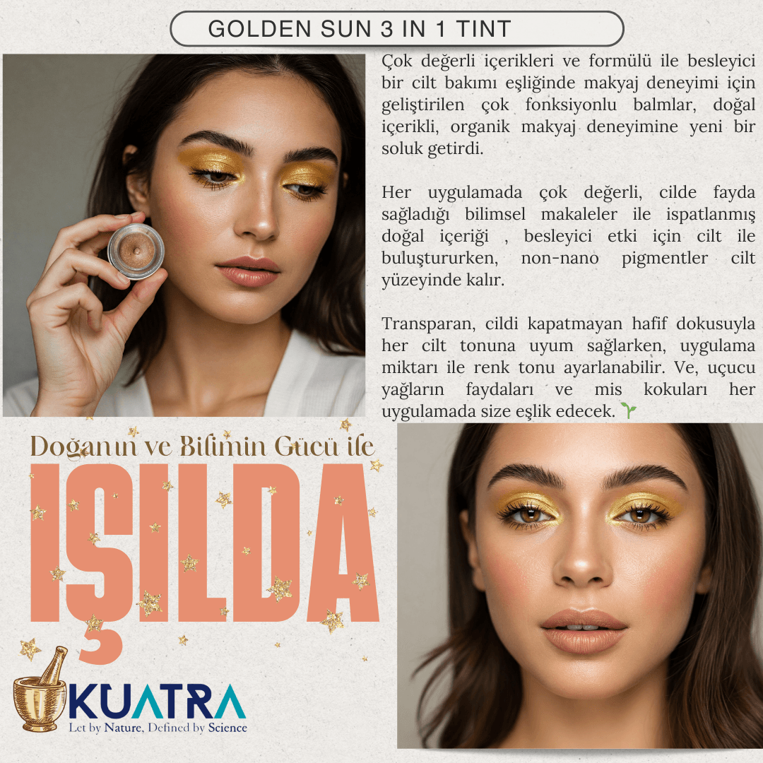 Kuatra Golden Sun Doğal İçerikli Nemlendirici Antioksidan Işıltı Veren Balm (Highlighter - Göz Farı- Aydınlatıcı) 7ml