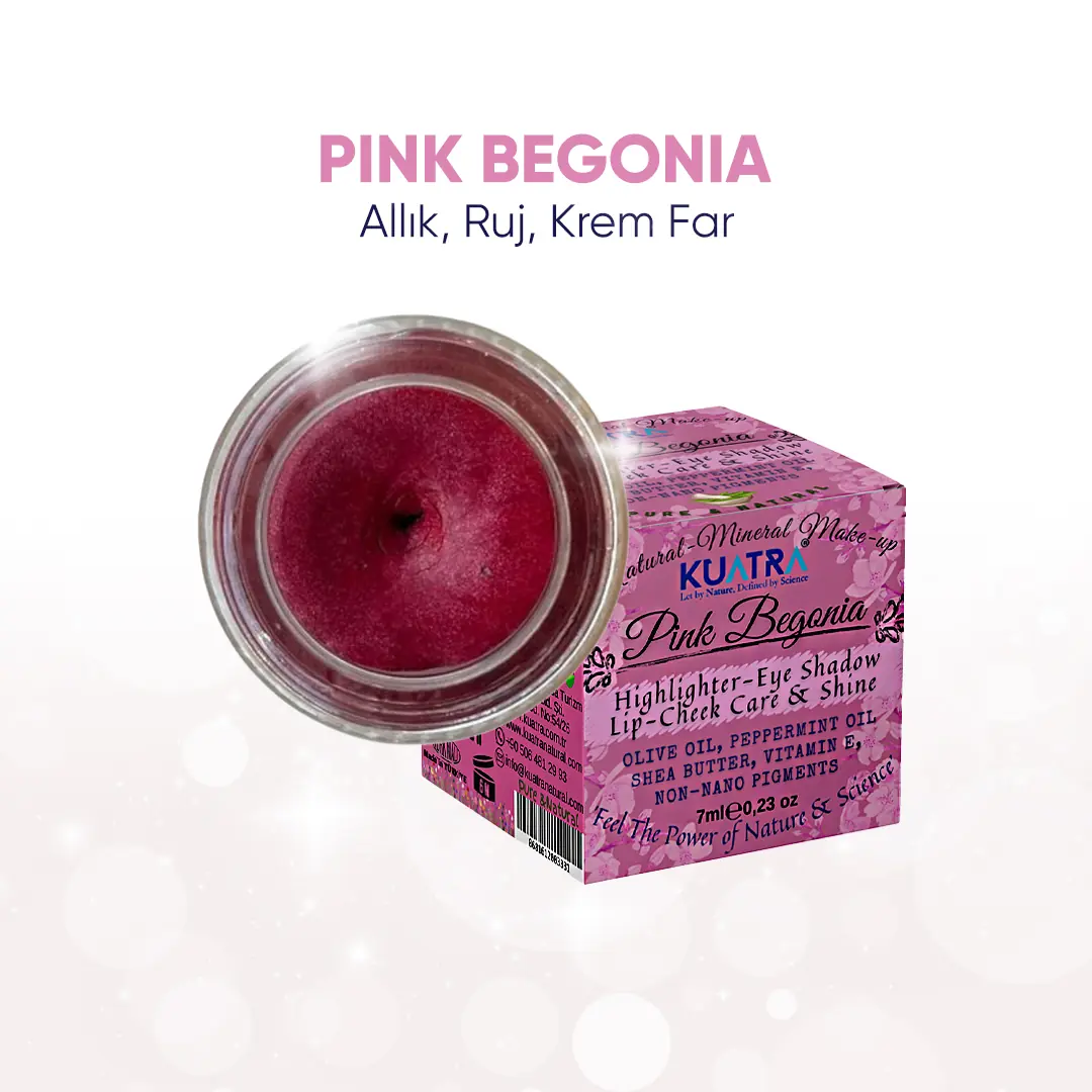 Kuatra Pink Begonia | Doğal Işıltılı Nemlendirici Balm – Ruj & Allık