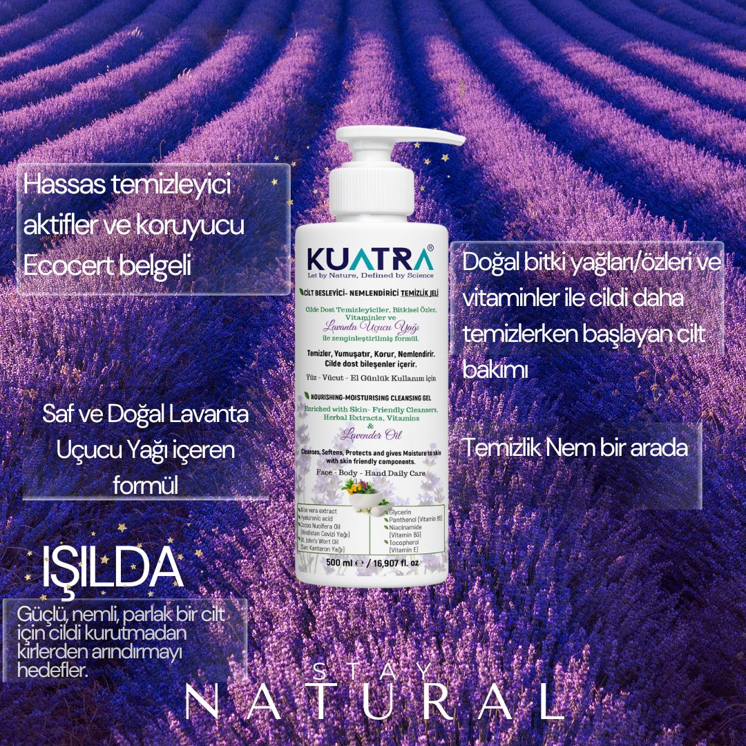 Kuatra Moisturizing Nourishing Cleansing Gel (containing Medicinal Lavender (Lavandula Angustifolia) essential oil) 500ml