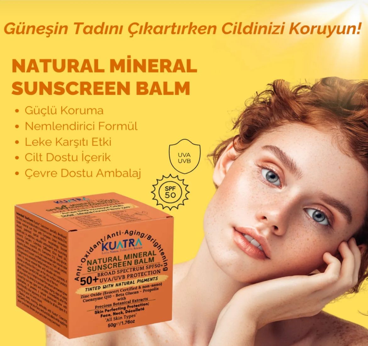 Kuatra SPF 50+ Doğal-Mineral Güneş Koruyucu Renkli Balm 50ml