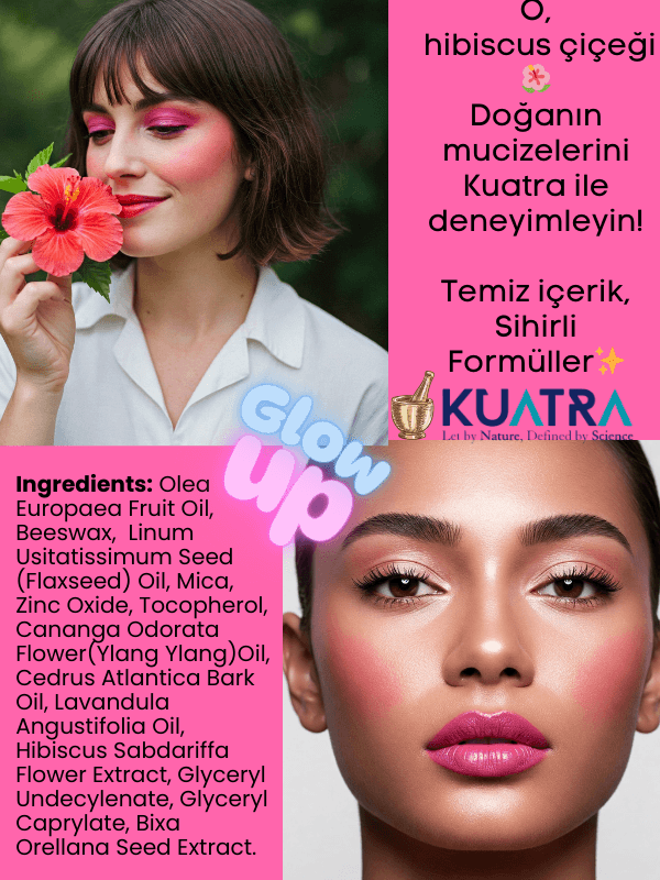 Hibiscus Magic Doğal İçerikli Çok Amaçlı Allık, Ruj, Göz Farı (Makyaj Beraberinde Çok Değerli Besleyici Cilt Bakımı)