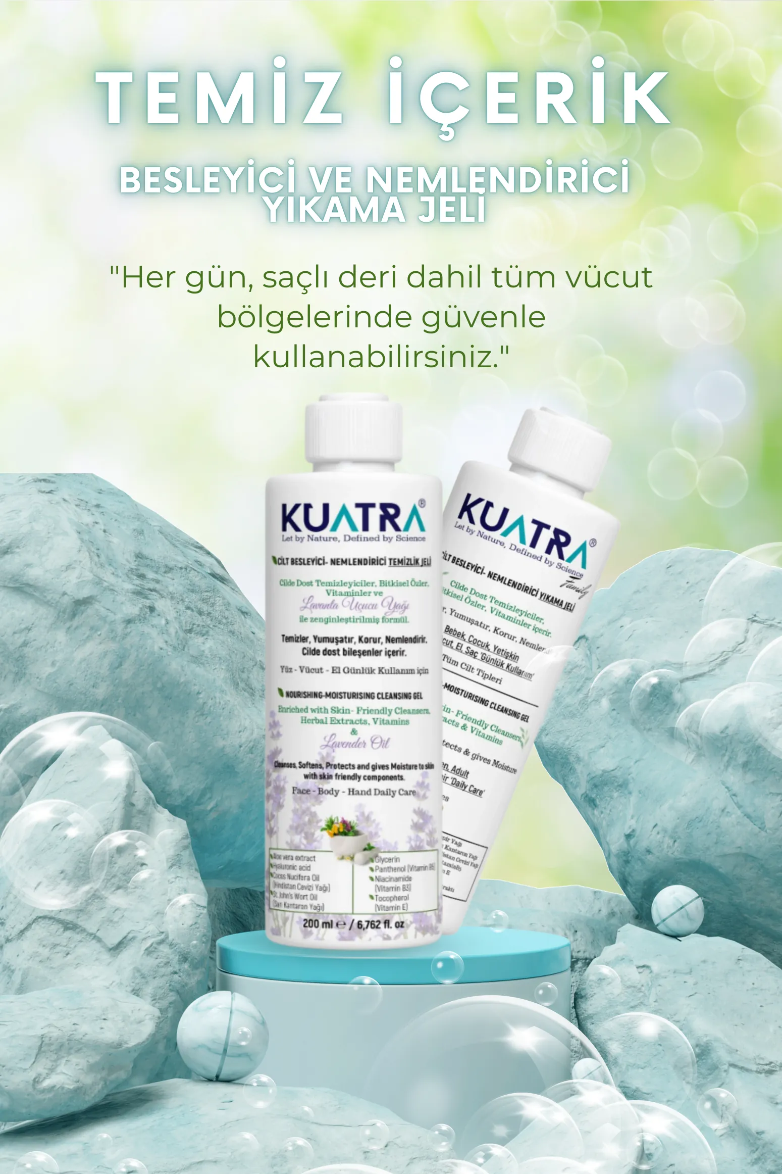 Kuatra Nemlendirici Besleyici Temizlik Jeli 200ml (Kokusuz)