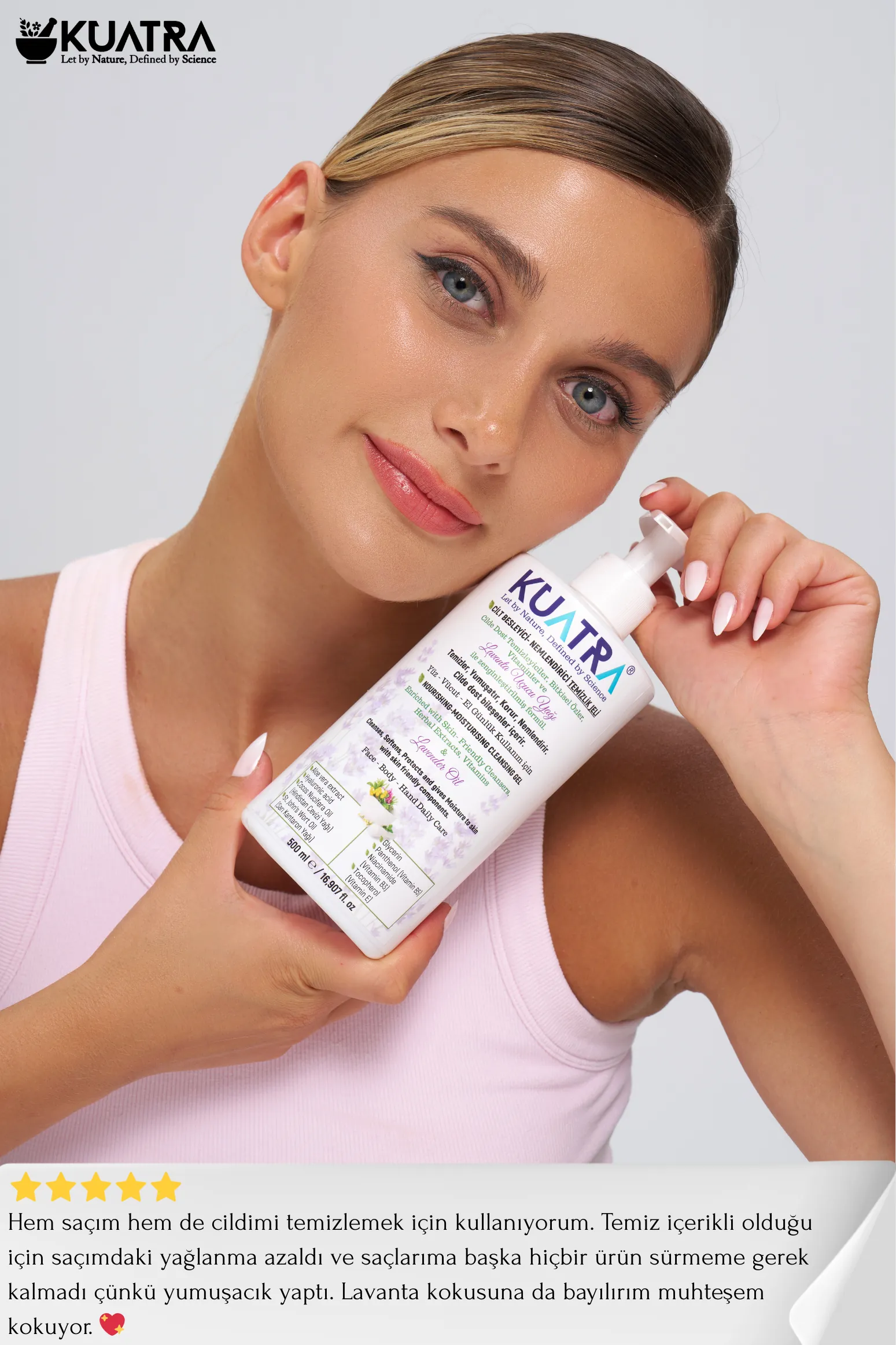 Kuatra Nemlendirici Besleyici Temizlik Jeli (Tıbbi Lavanta (Lavandula Angustifolia) uçucu yağı içeren) 500ml