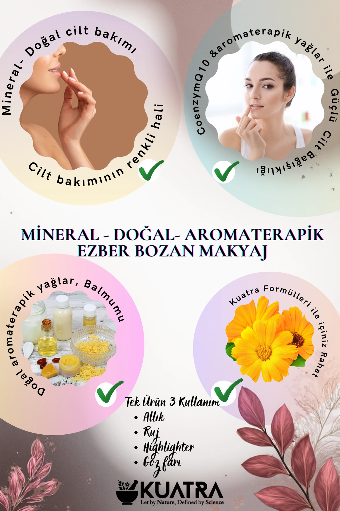 Kuatra Calendula Glow Natural Ingredient Moisturizer - Antioxidant Shine Balm (Highlighter-Eyeshadow-Blush-Lipstick) 7ml