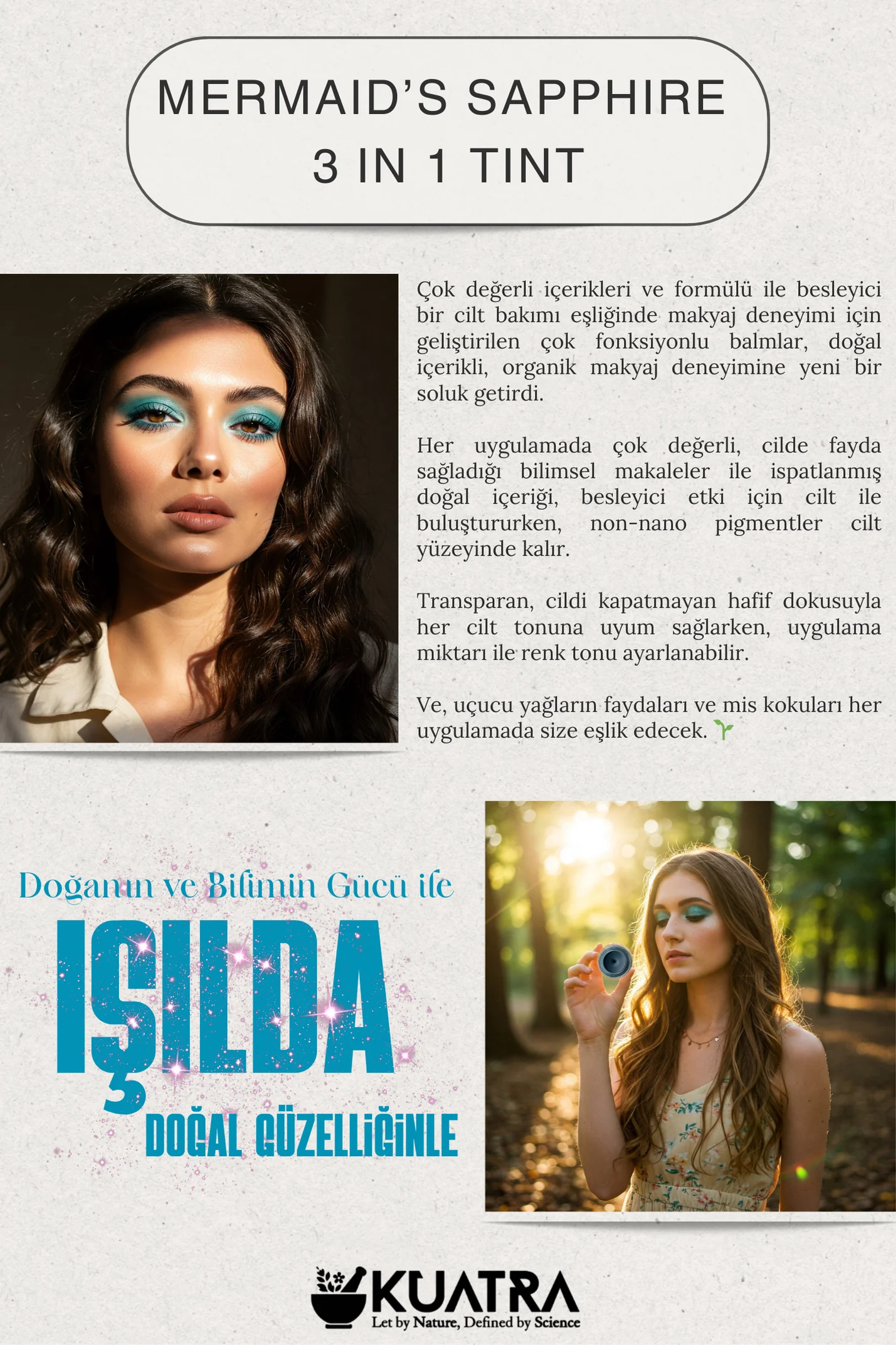 Mermaid’s Sapphire Krem Far, Eyeliner Doğal İçerikli, (Makyaj Beraberinde Çok Değerli Besleyici Cilt Bakımı)