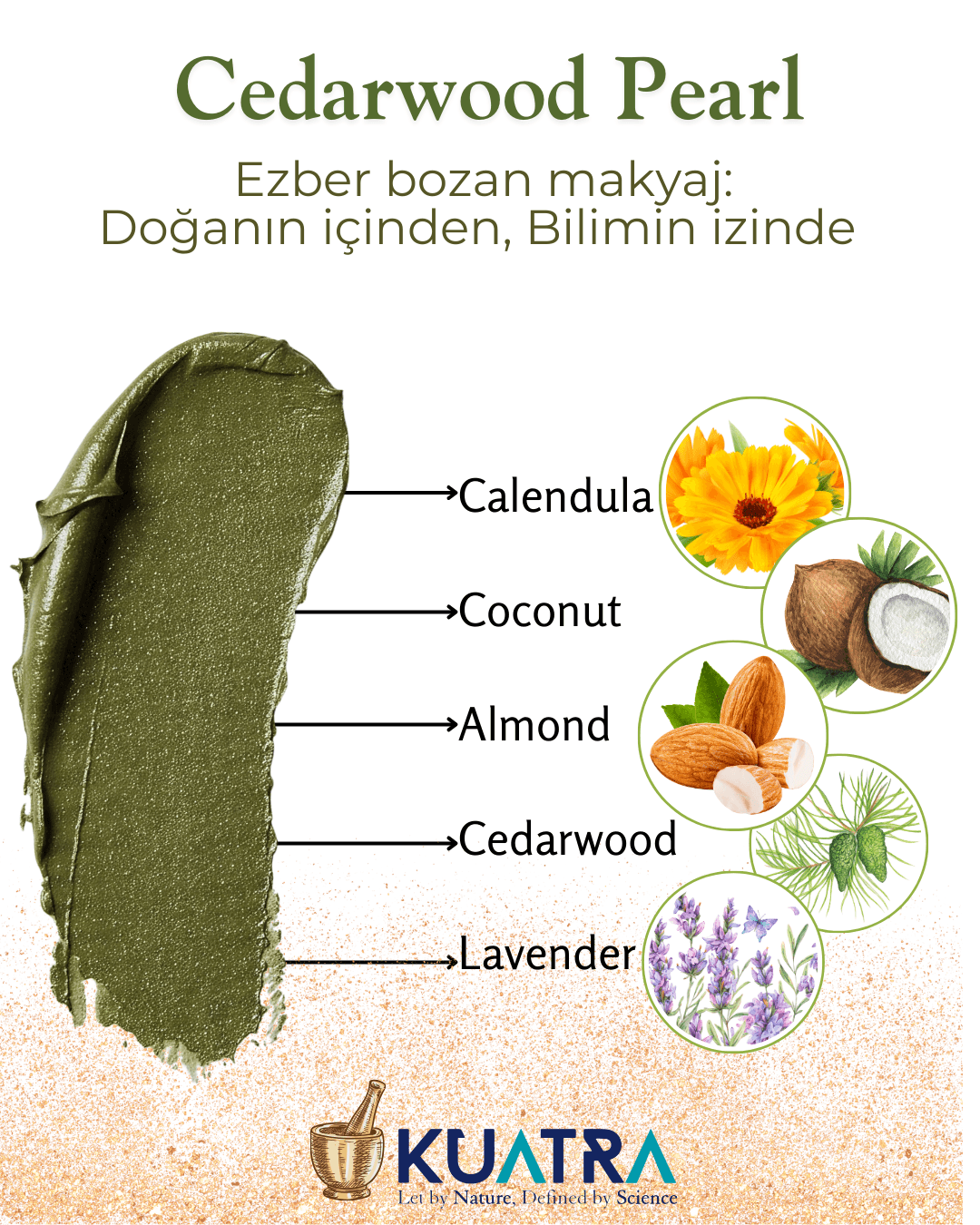 Cedarwood Pearl Krem Far, Eyeliner Doğal İçerikli, (Makyaj Beraberinde Çok Değerli Besleyici Cilt Bakımı)