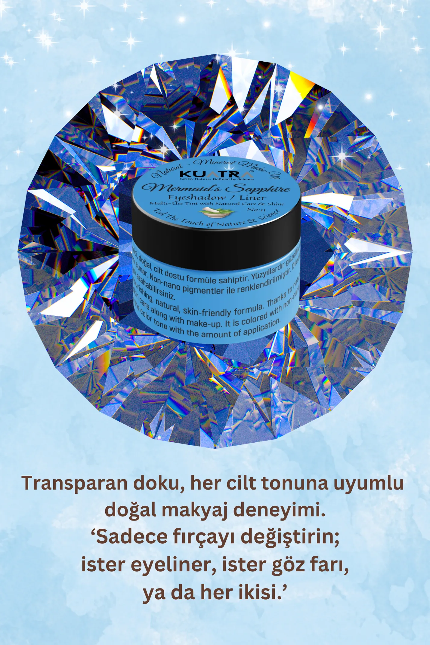 Mermaid’s Sapphire Krem Far, Eyeliner Doğal İçerikli, (Makyaj Beraberinde Çok Değerli Besleyici Cilt Bakımı)