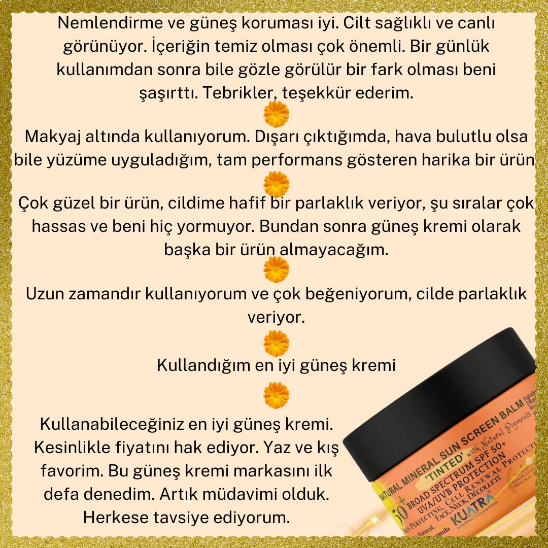 Kuatra SPF 50+ Doğal-Mineral Güneş Koruyucu Renkli Balm 50ml