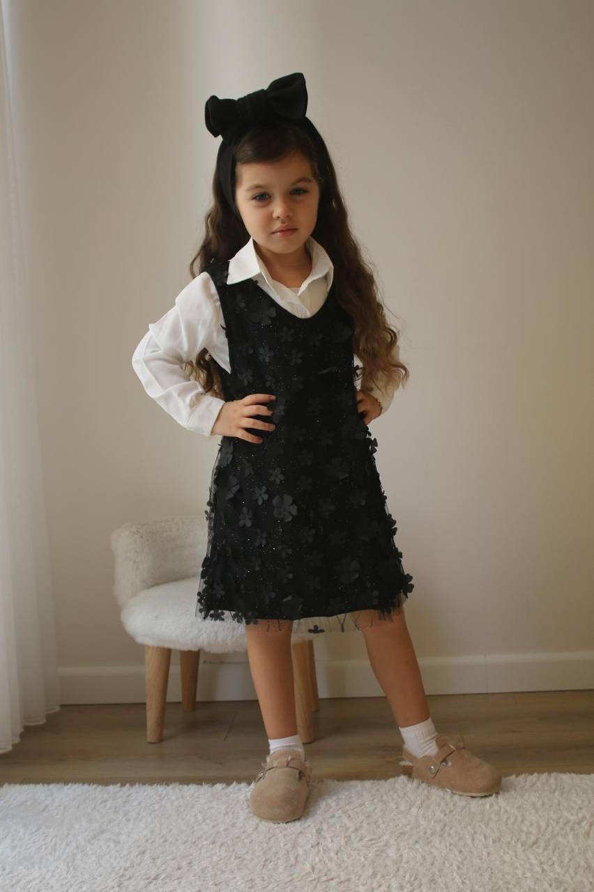 ⭐ MİNİK ÇİÇEK DETAYLI KIZ ÇOCUK ELBİSE