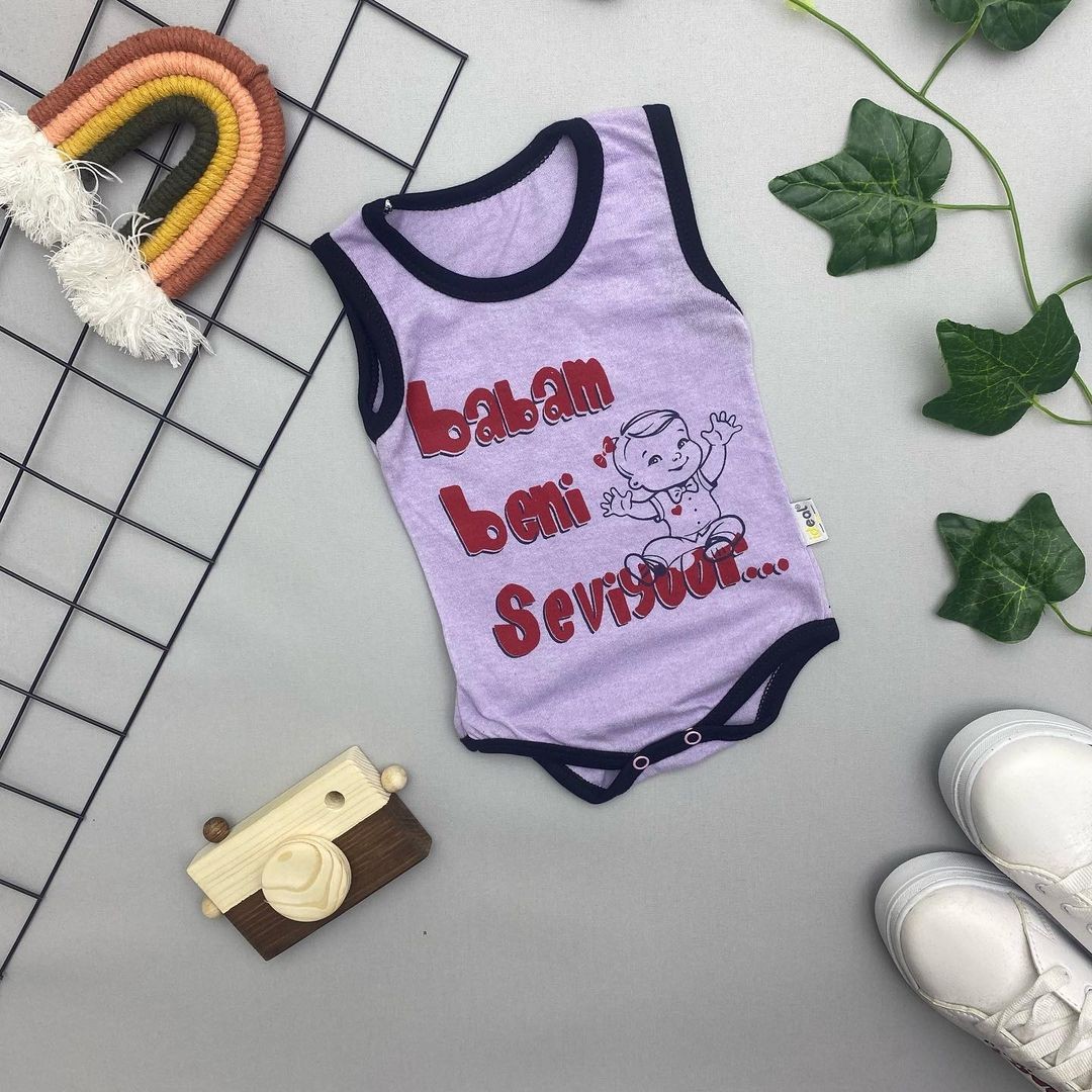 BENİ SEVİYOR YAZILI UNISEX BEBEK ATLET