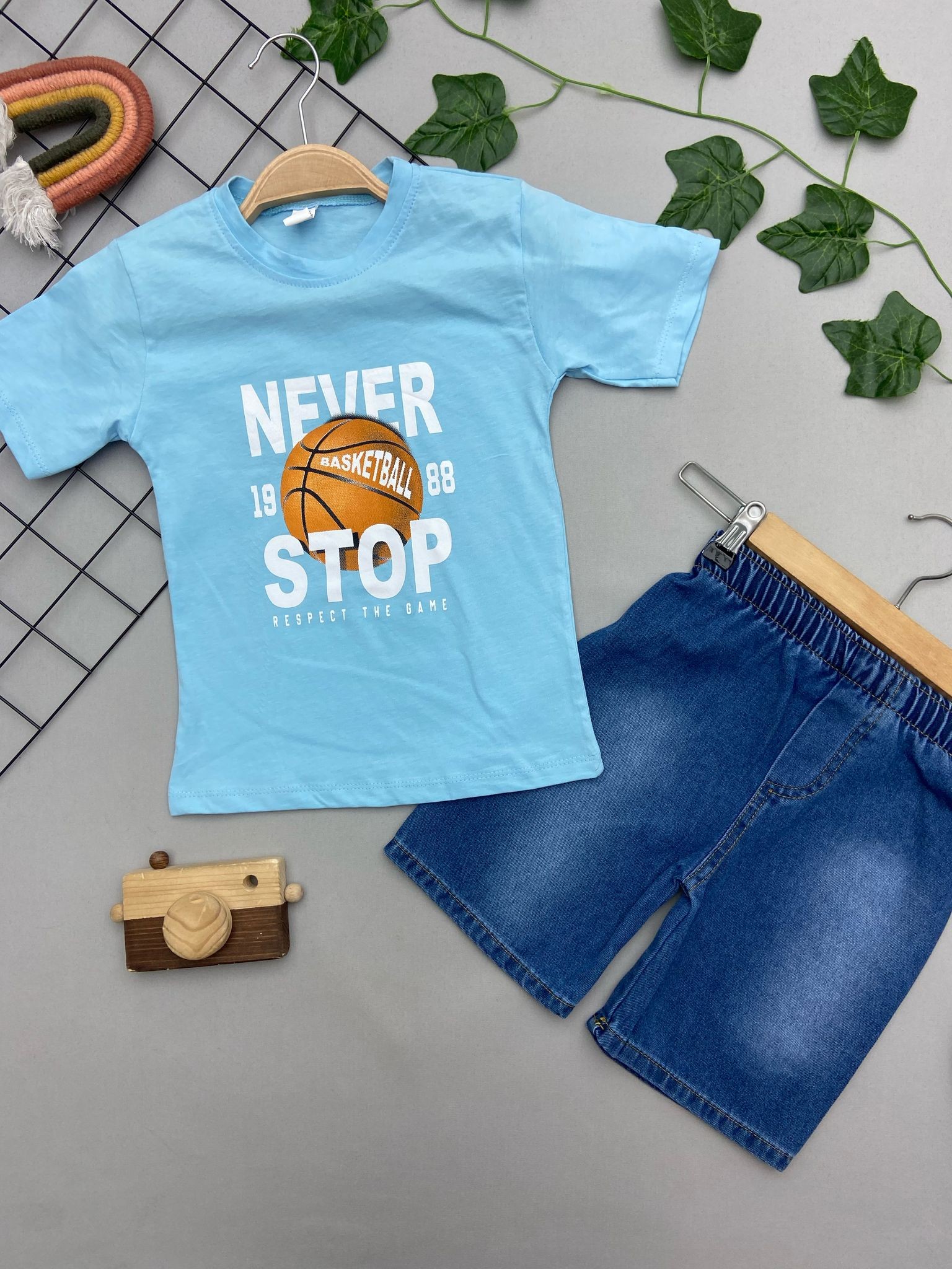 NEVER STOP YAZILI ERKEK ÇOCUK TAKIM