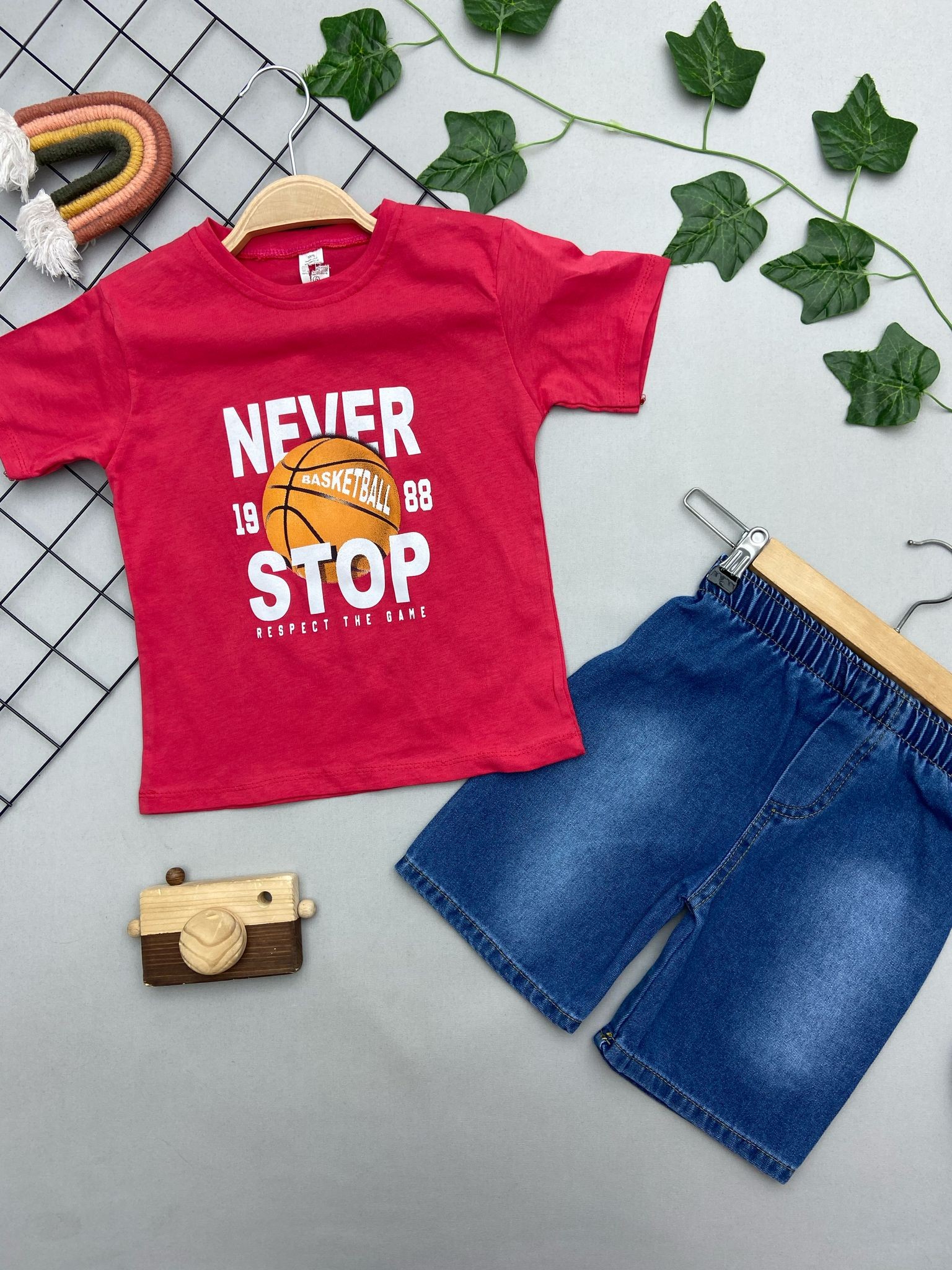 NEVER STOP YAZILI ERKEK ÇOCUK TAKIM