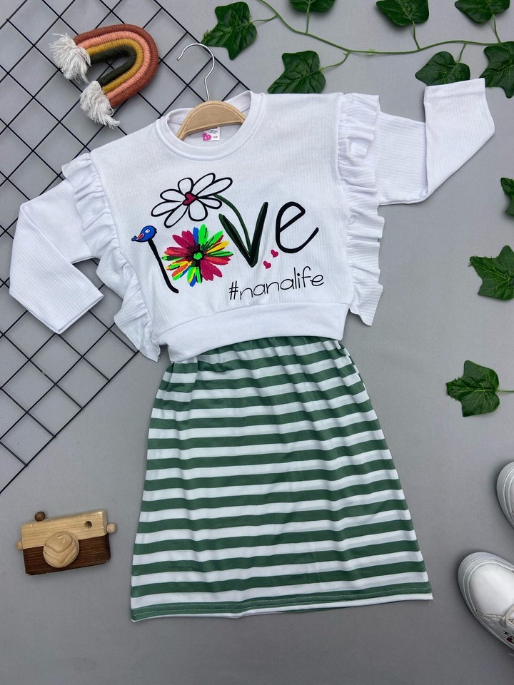 ⭐ LOVE YAZILI 2'Lİ KIZ ÇOCUK ELBİSE