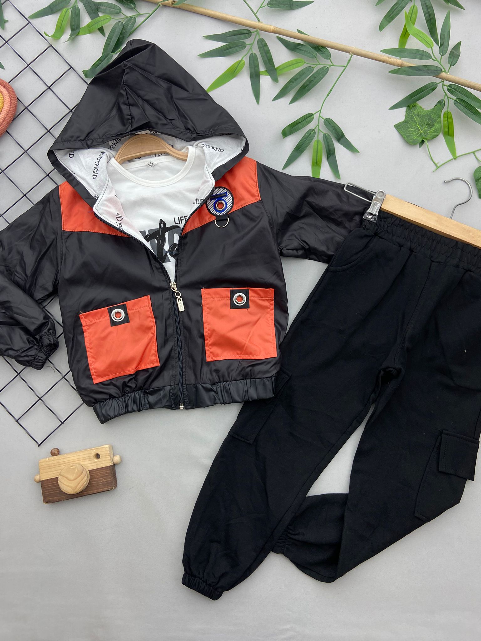 CEP DETAYLI 3'LÜ ERKEK COCUK TAKIM