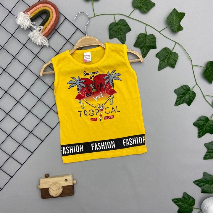 ⭐ TROPİCAL YAZILI KIZ ÇOCUK ELBİSE