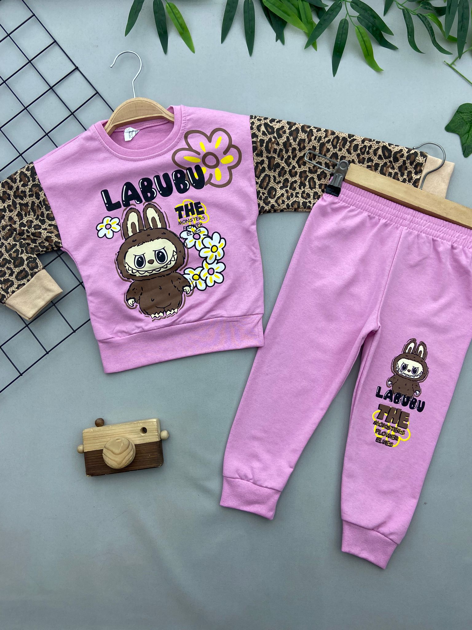 ⭐ LEOPAR LABUBU BASKILI KIZ COCUK TAKIM