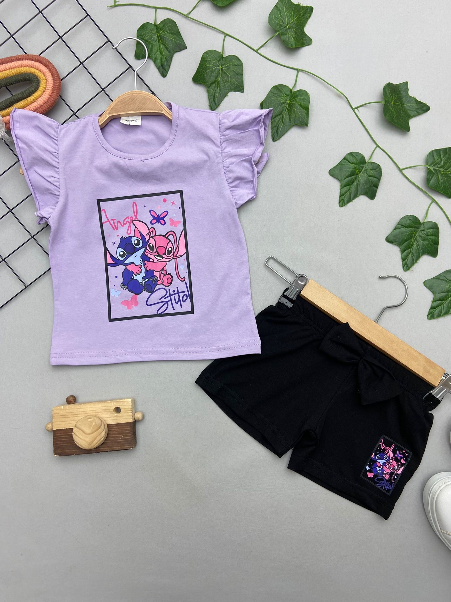 STITCH BASKILI KIZ COCUK TAKIM